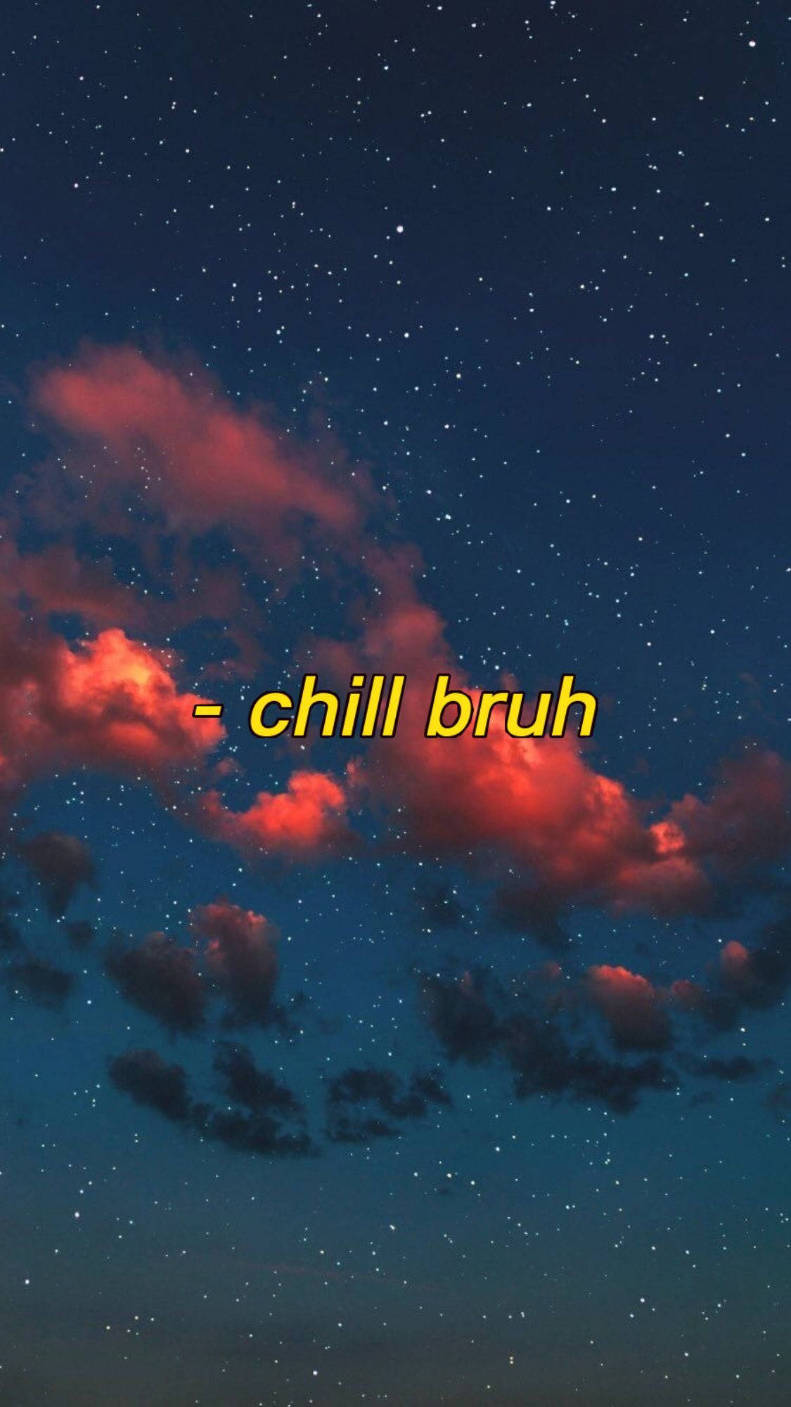 chill bruh, starry night sky, vibrant red clouds, Full HD Phone Wallpaper