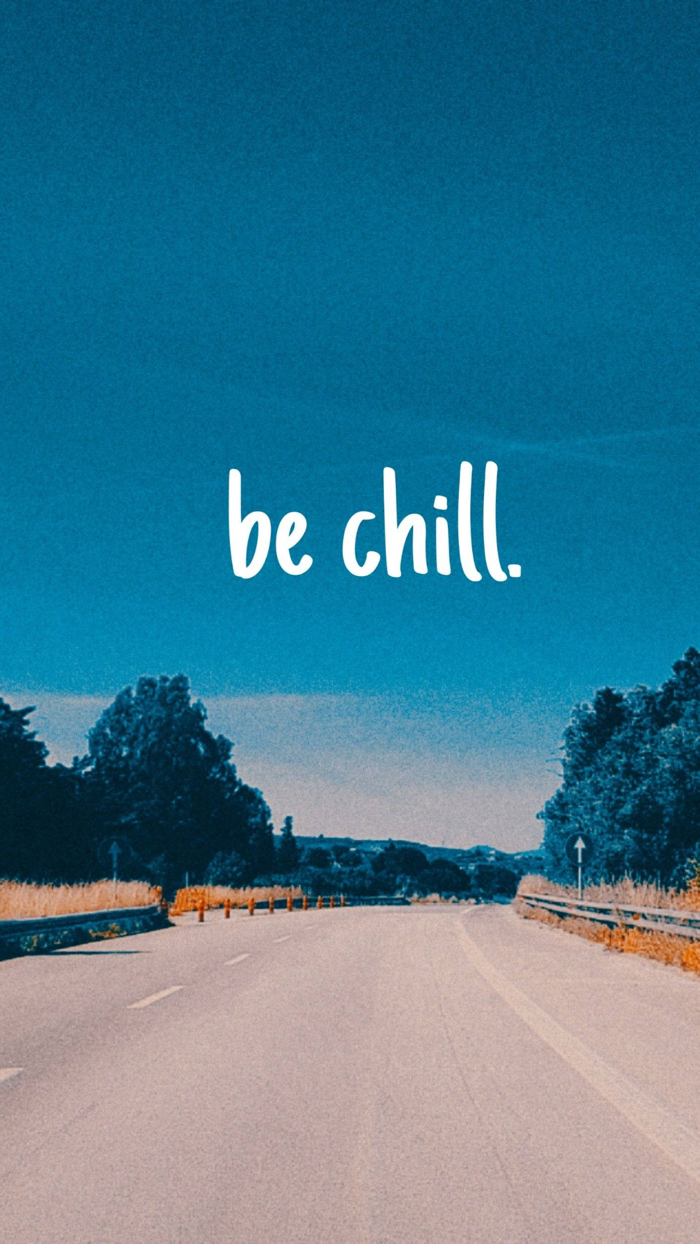 be chill, serene road, vast blue sky, Full HD Phone Wallpaper