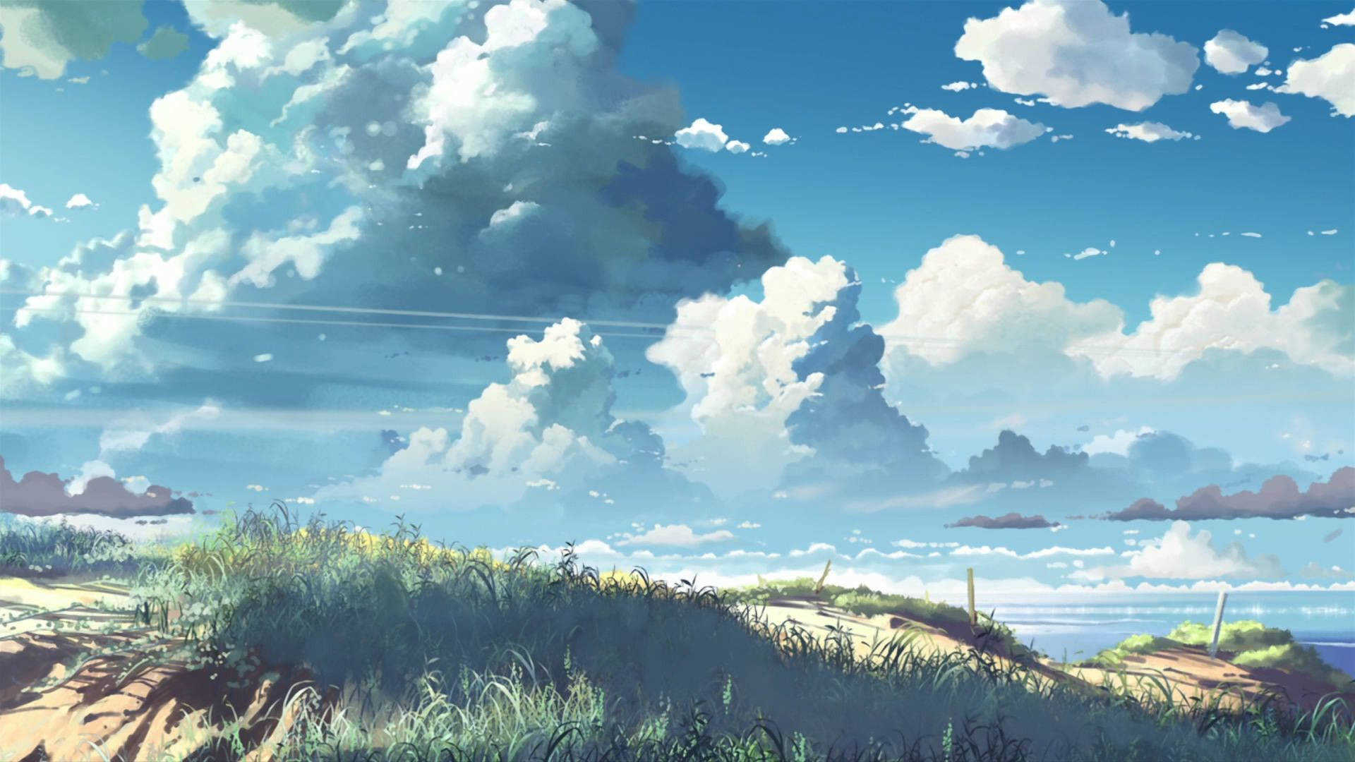 Chill, anime, cloudy sky, Full HD Desktop Wallpaper