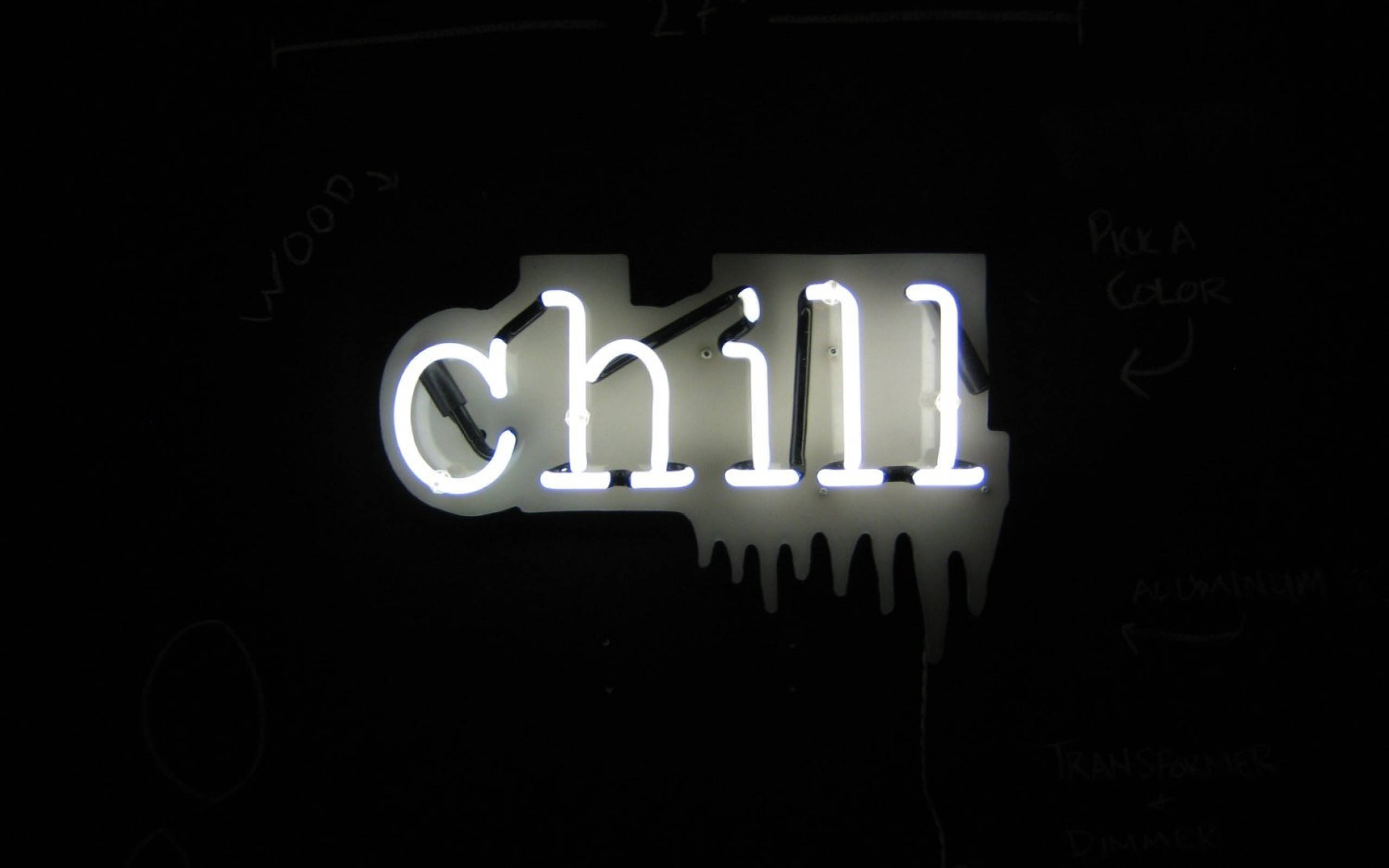 chill, neon sign, guitar, 2K Desktop Wallpaper