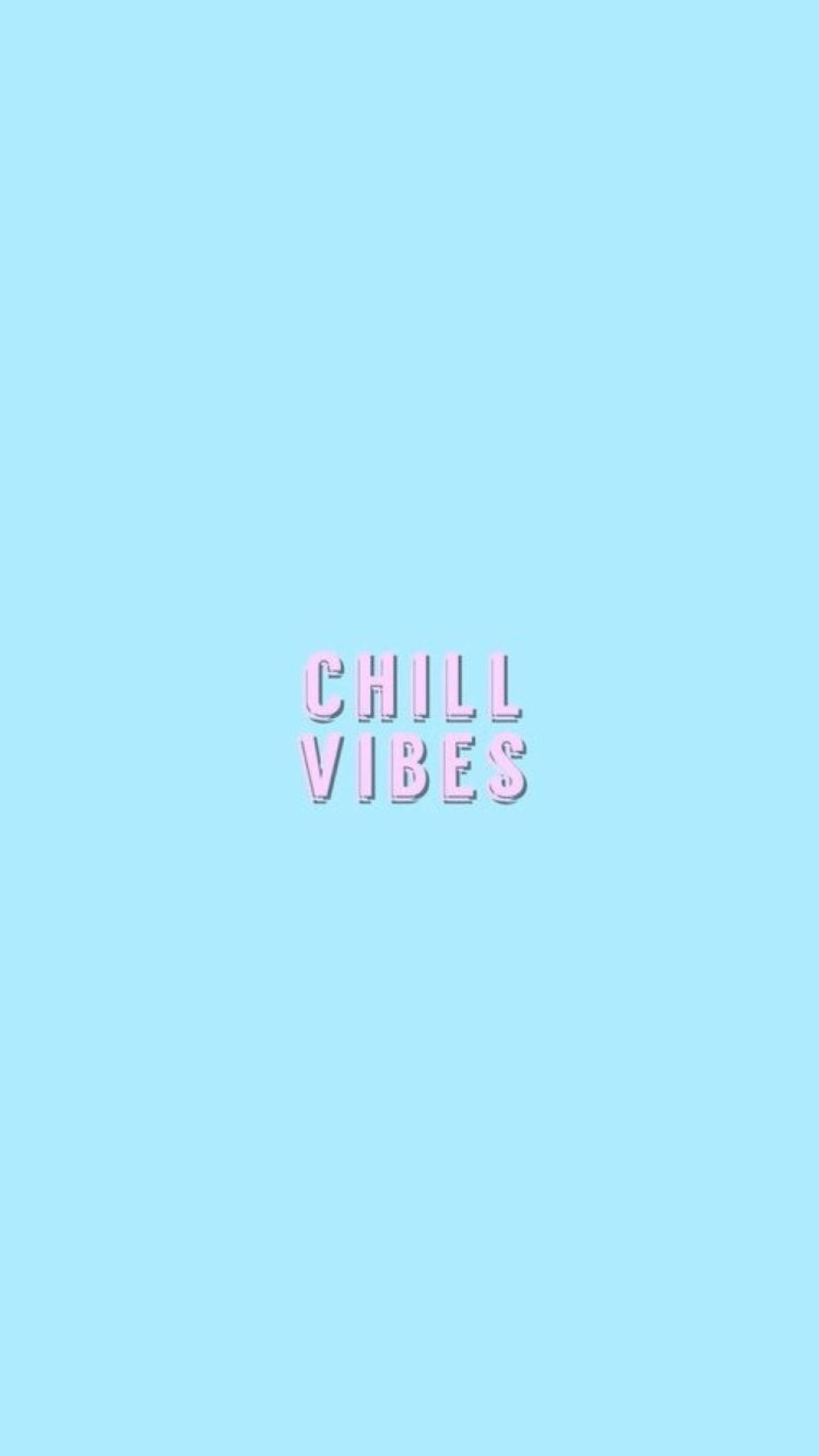 light blue background, pastel pink, CHILL VIBES, Full HD Phone Wallpaper