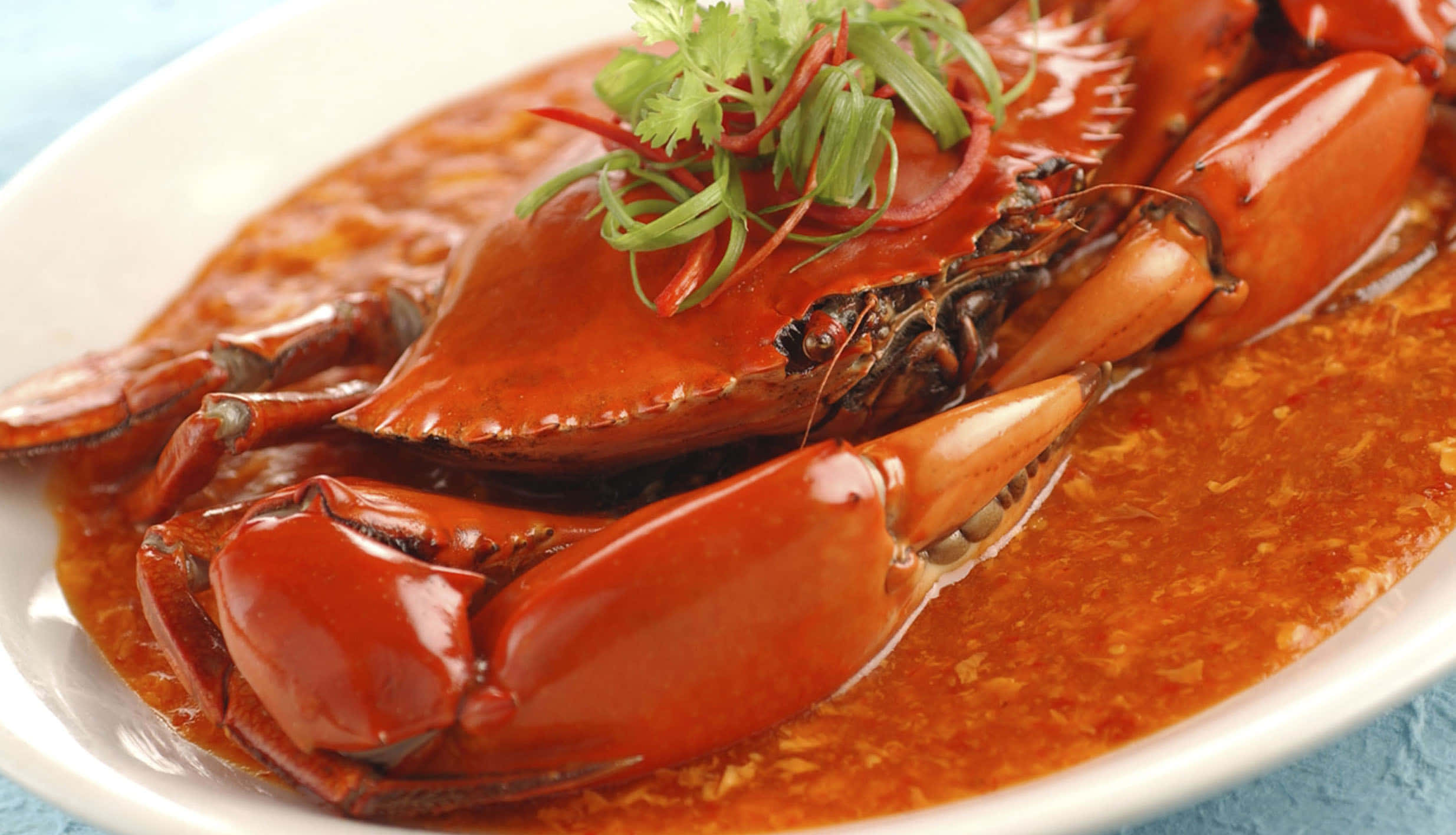 Chilli Crab, thick sauce, glossy red crab, Full HD Desktop Wallpaper