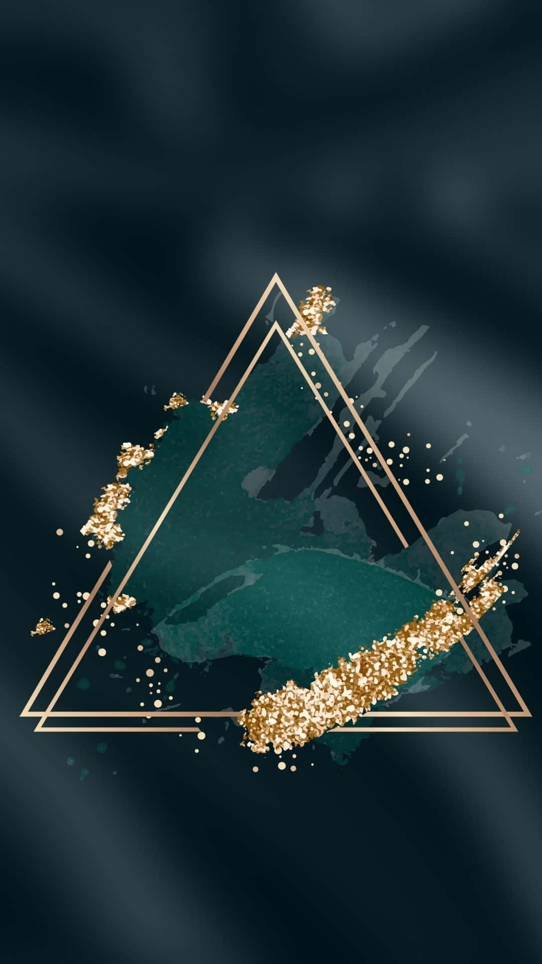 Chilly Winter Night in the City, gold geometric triangle frame, glittering accents, Full HD Phone Wallpaper