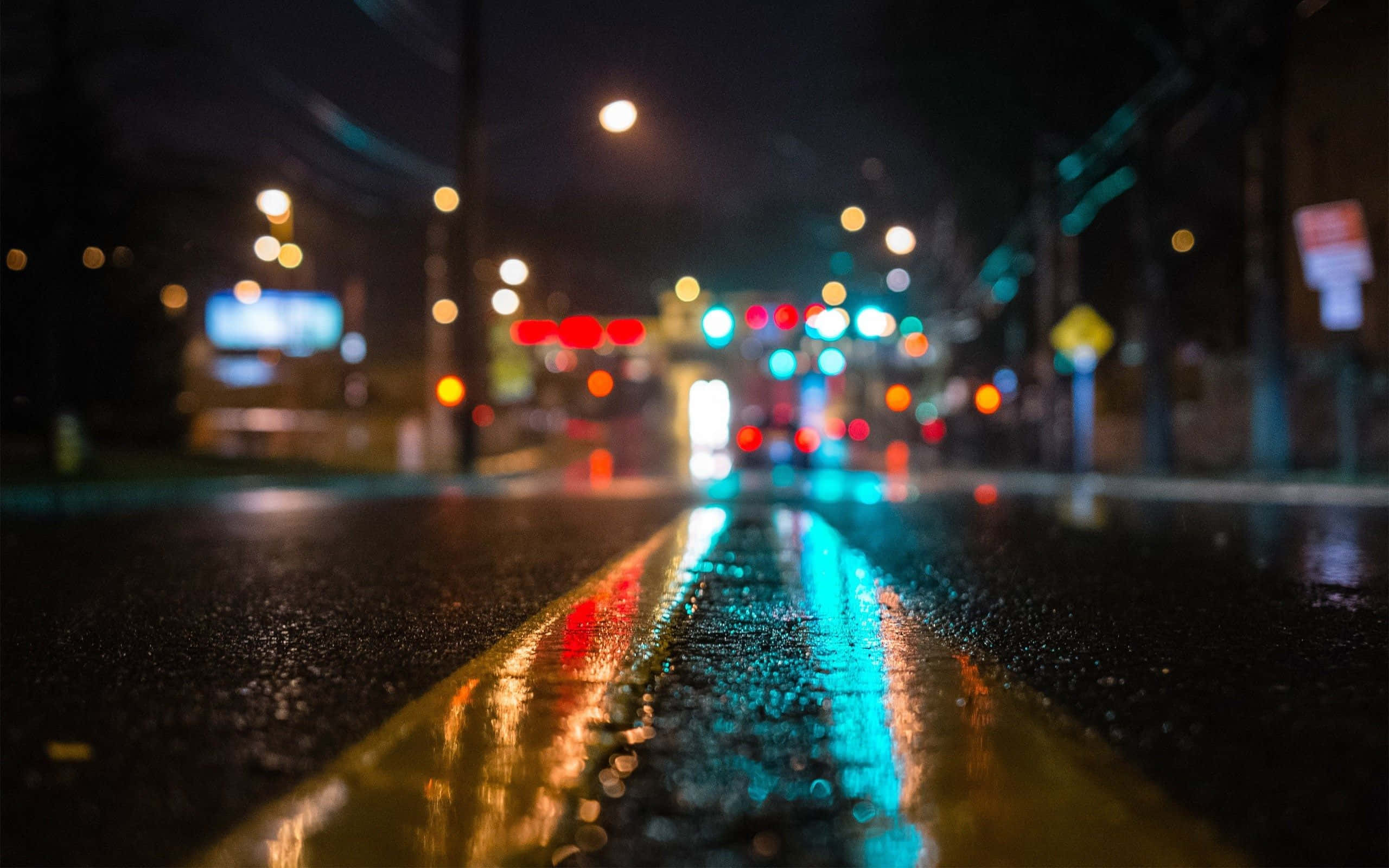 Chilly Night, urban street, night, 2K Desktop Wallpaper