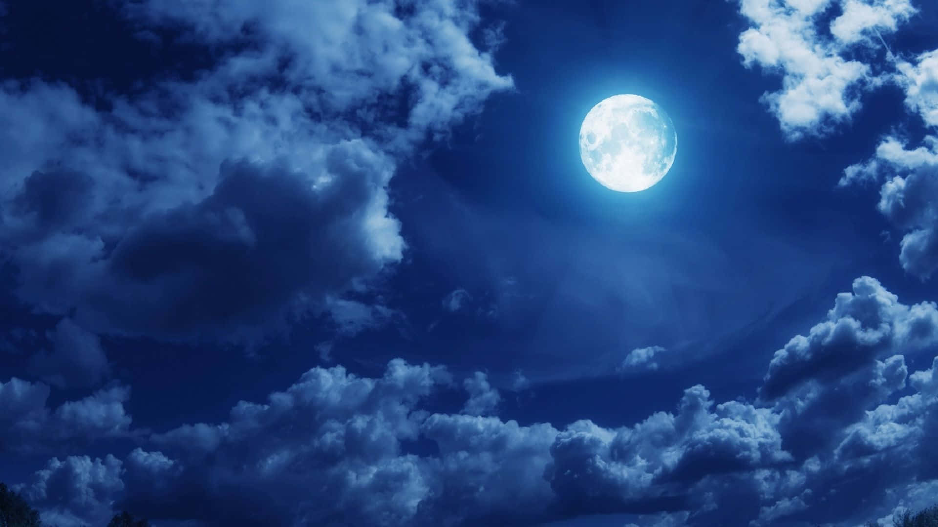 Chilly Night, full moon, dramatic sky, Full HD Desktop Wallpaper