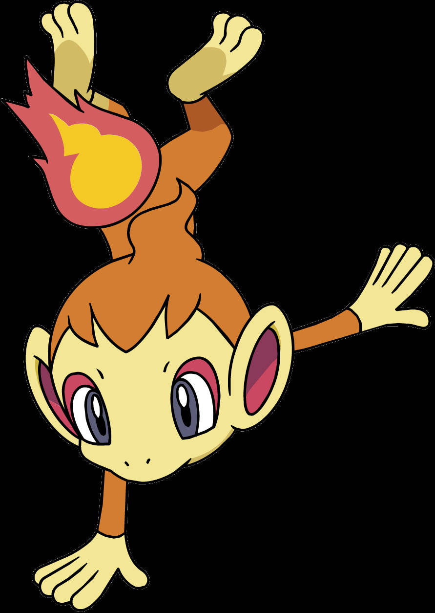 Chimchar, flame on its head, black background, SD Phone Wallpaper