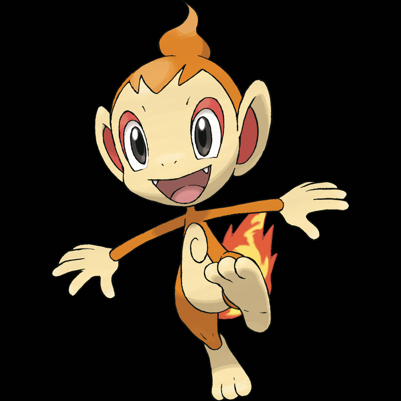 Chimchar, fiery tail, black background, HD Desktop Wallpaper