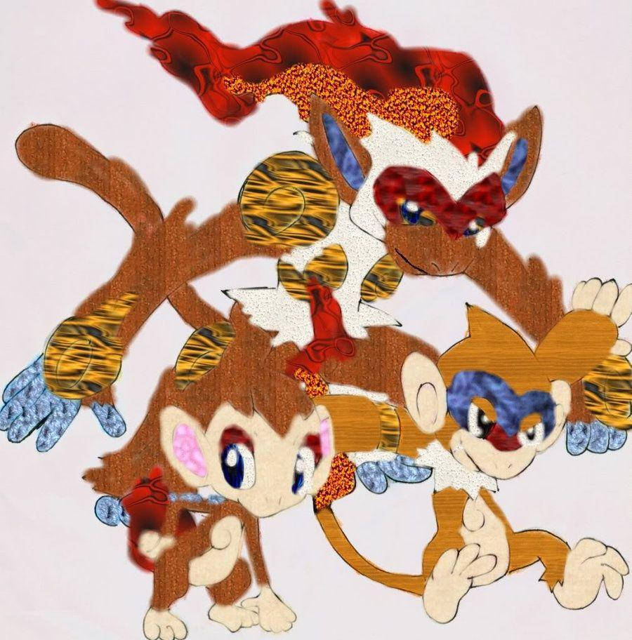 Chimchar, fiery red hair, tiger-striped arm bands, SD Phone Wallpaper