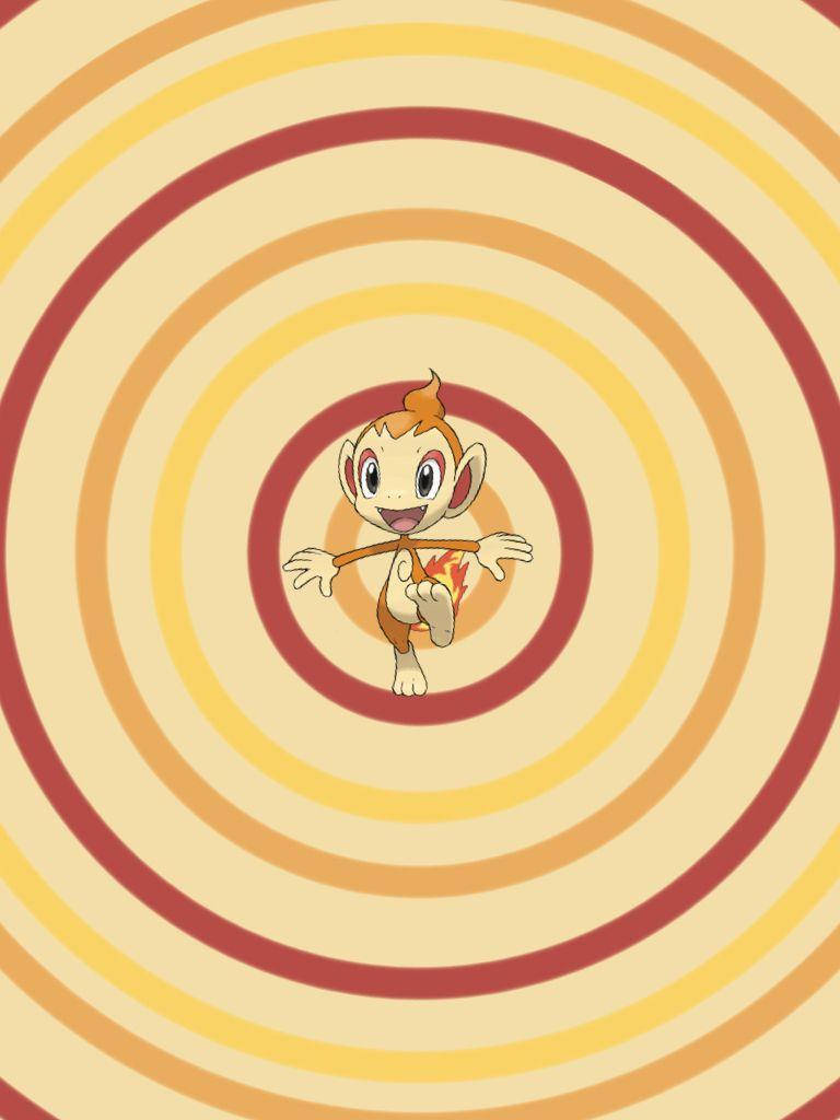 Chimchar, concentric circles, flame markings, SD Phone Wallpaper