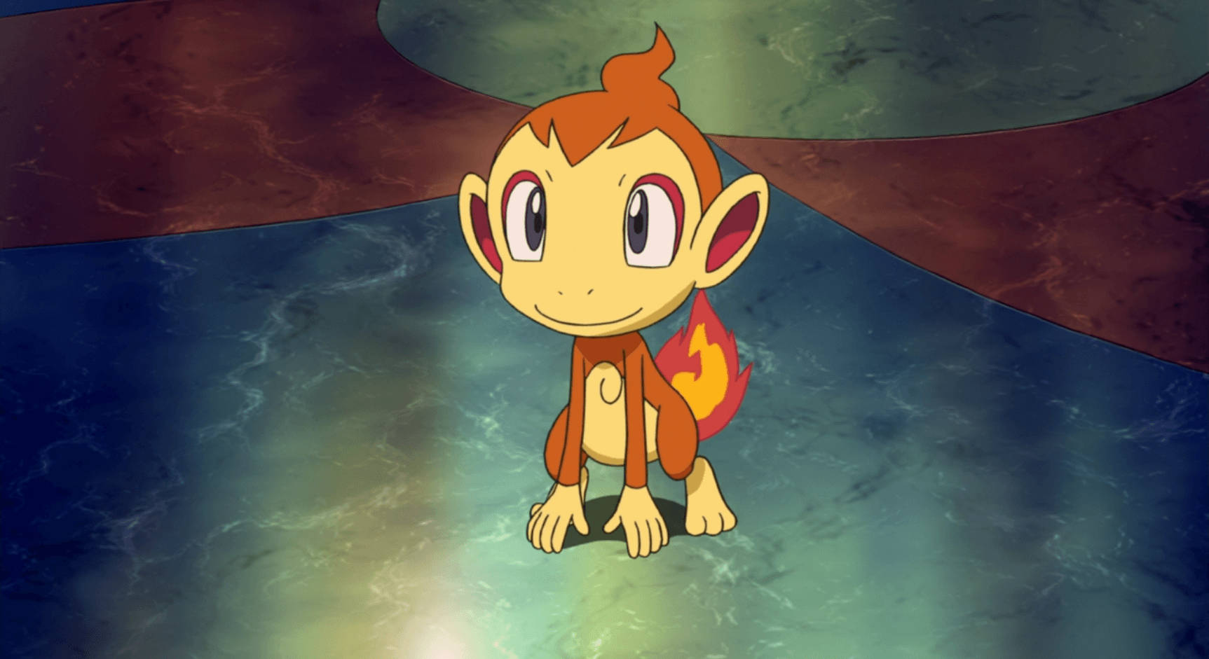 Chimchar, flame tail, glowing watery surface, HD Desktop Wallpaper
