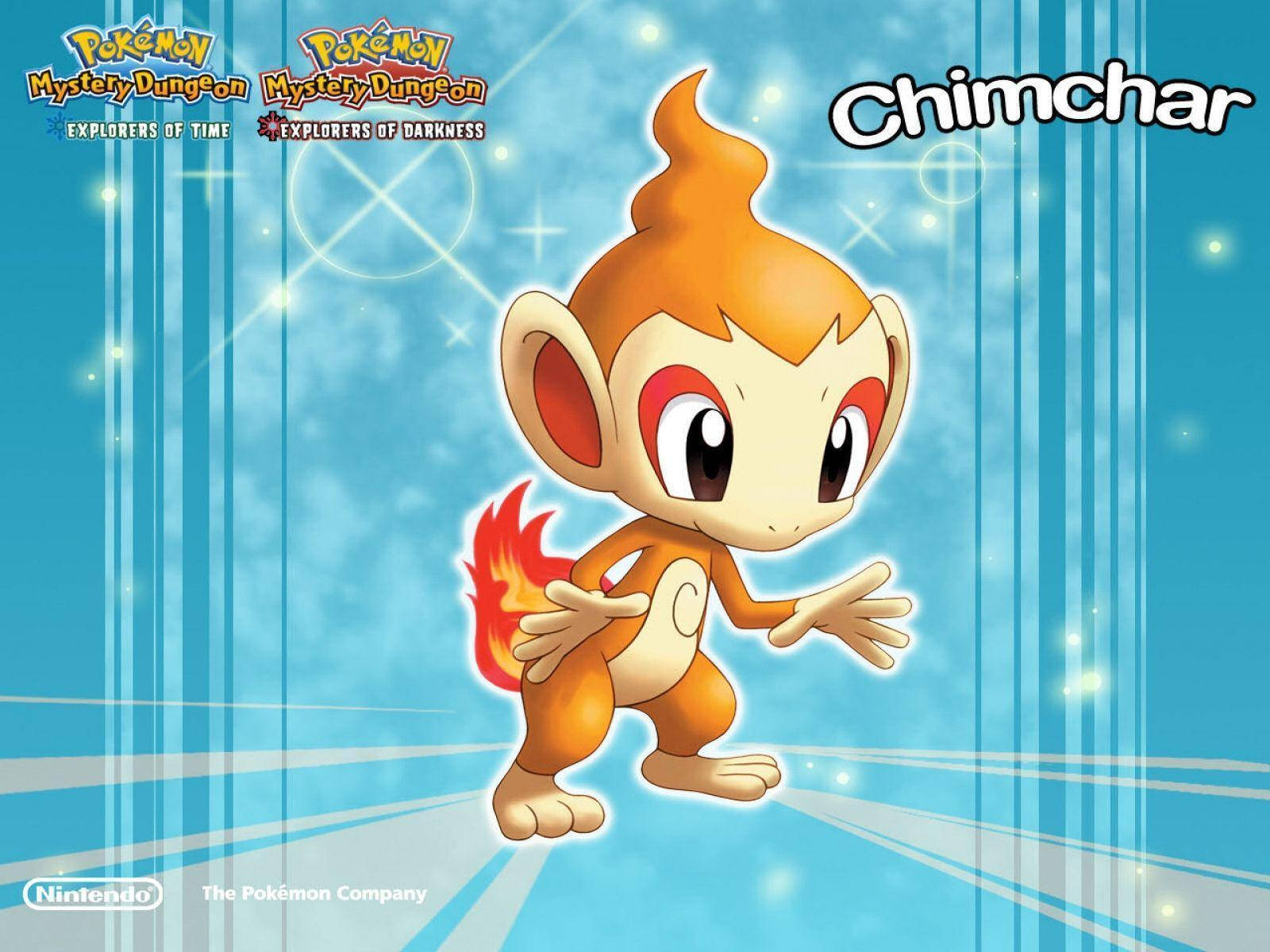 Chimchar, blue aesthetic, glowing blue background, HD Desktop Wallpaper