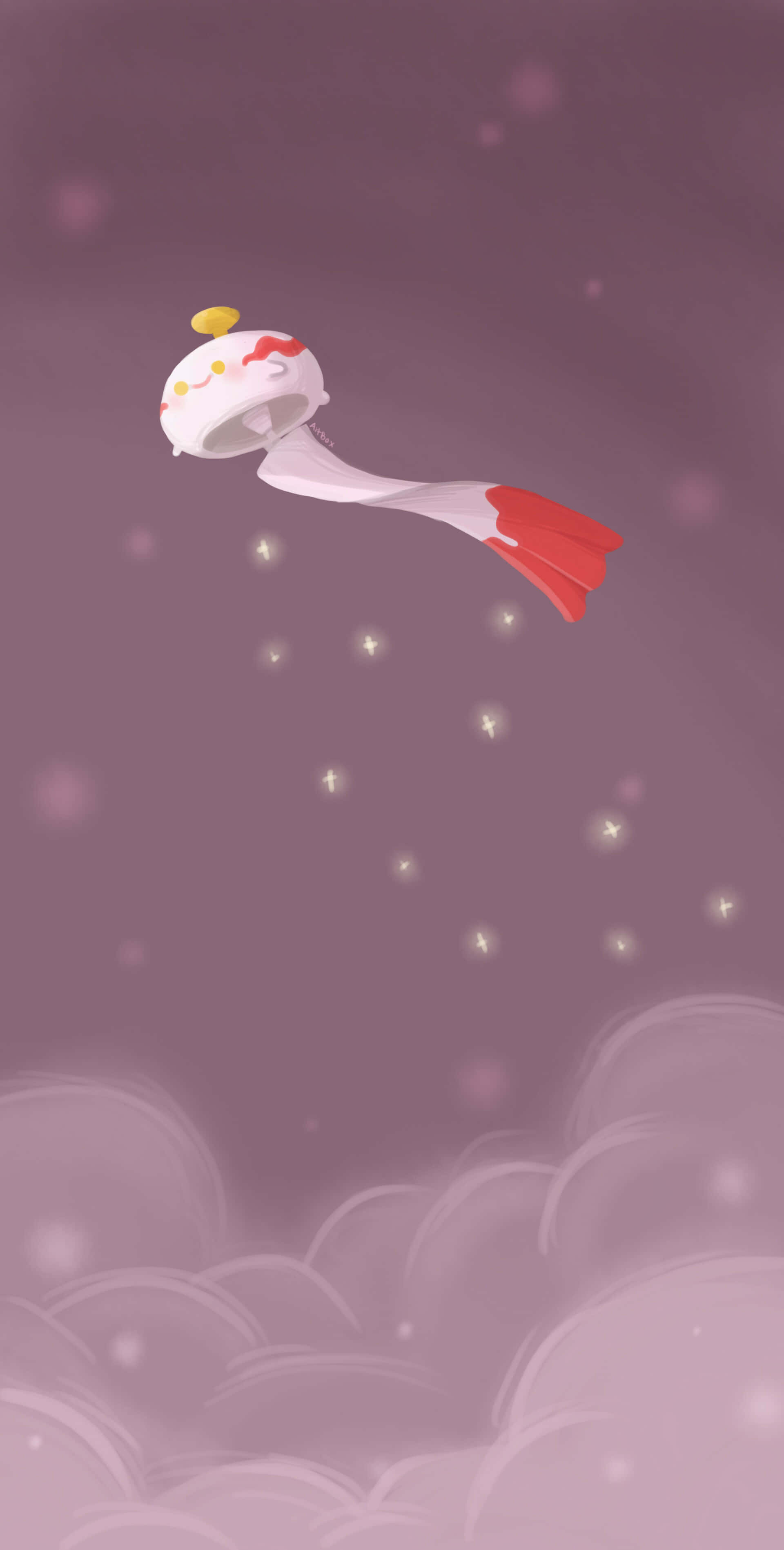 Chimecho, white jellyfish, red accents, 2K Phone Wallpaper