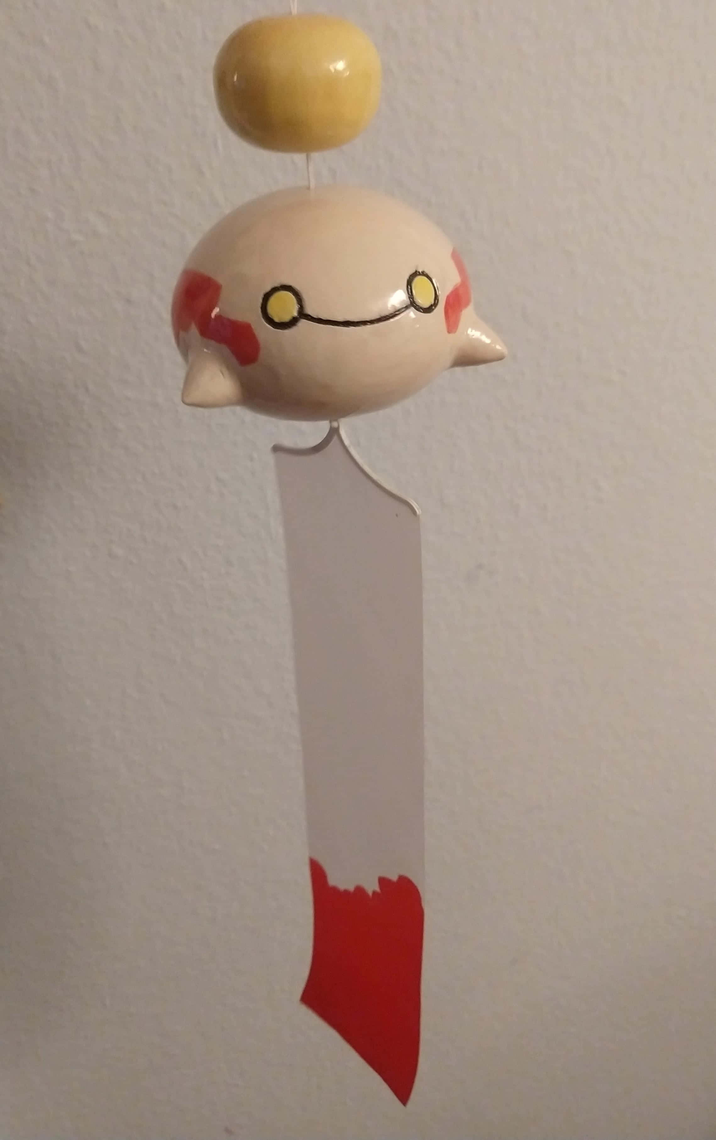 Chimecho, yellow ball, red paint, 2K Phone Wallpaper