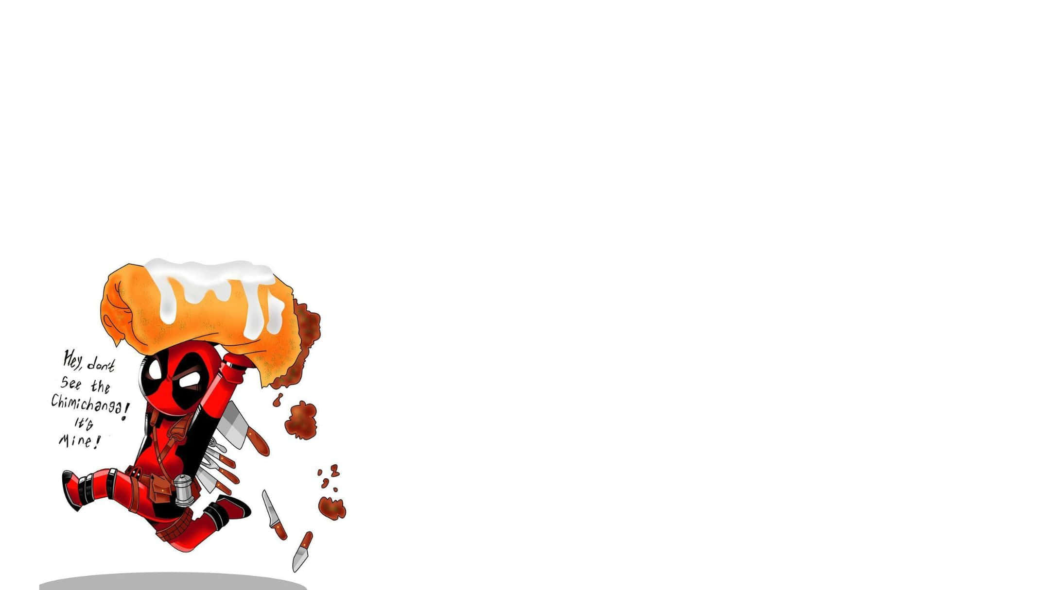 Chimichangas, chibi Deadpool, giant chimichanga, Full HD Desktop Wallpaper