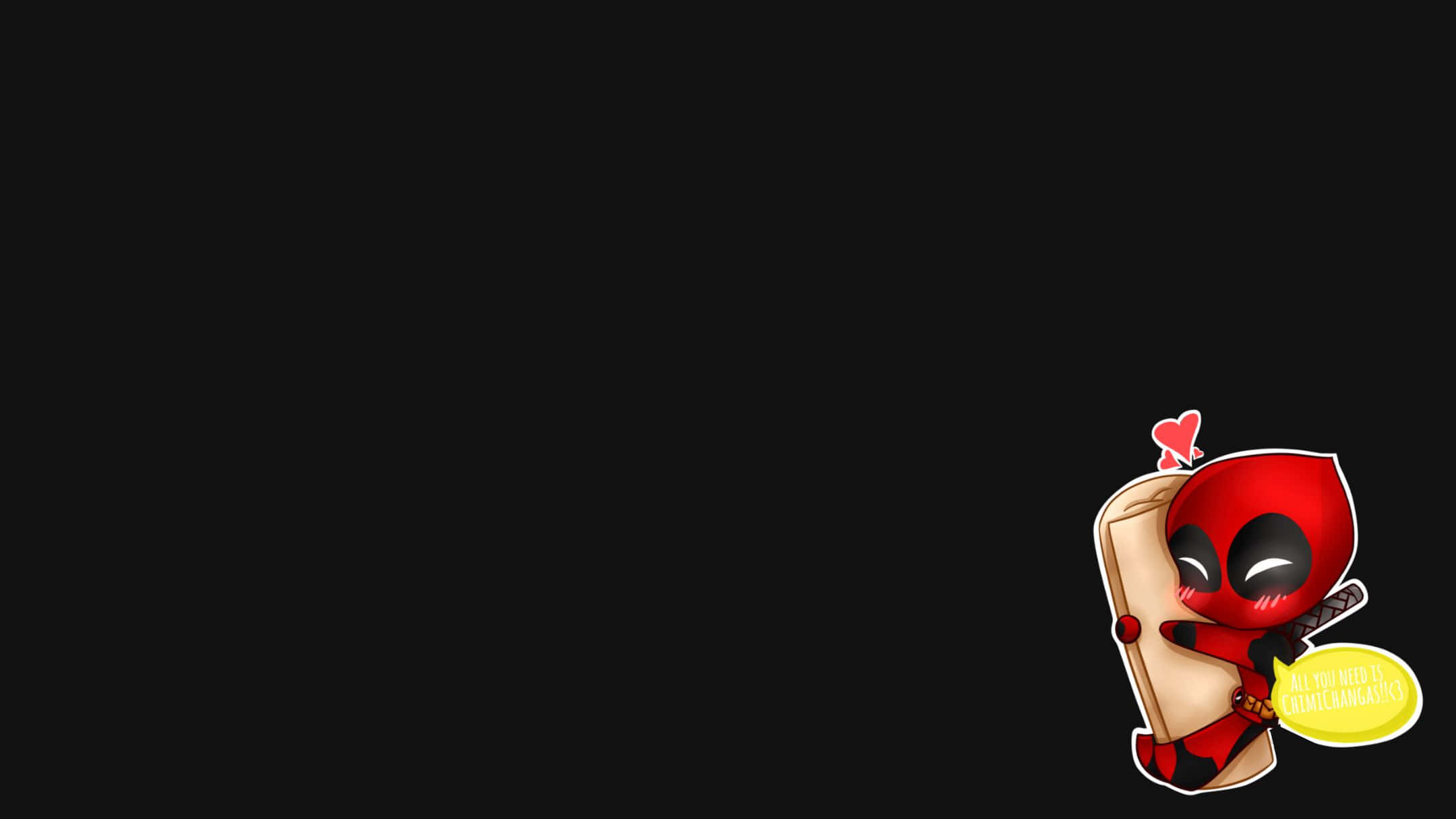 Chimichangas, chibi Deadpool, red suit, Full HD Desktop Wallpaper