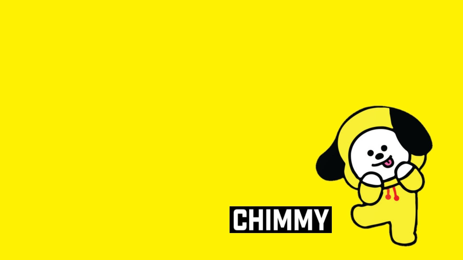 Chimmy Bt21, yellow outfit, cheerful cartoon dog character, Full HD Desktop Wallpaper