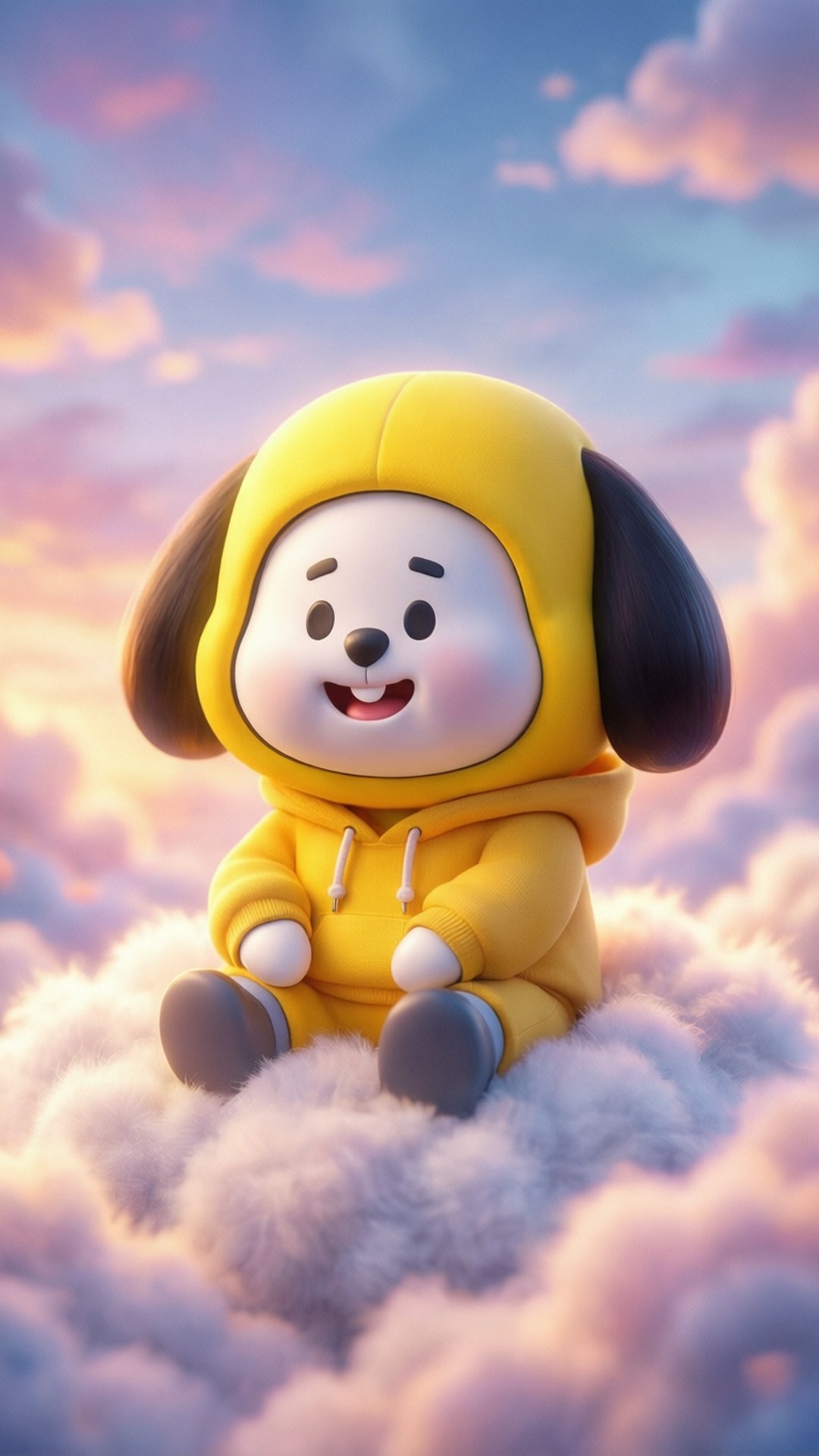 Chimmy, yellow hoodie, fluffy clouds, Full HD Phone Wallpaper