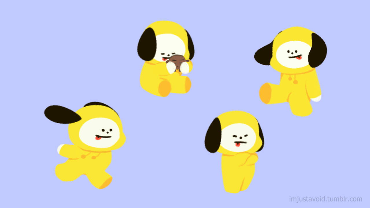 Chimmy BT21, yellow cartoon puppies, black ears, HD Desktop Wallpaper