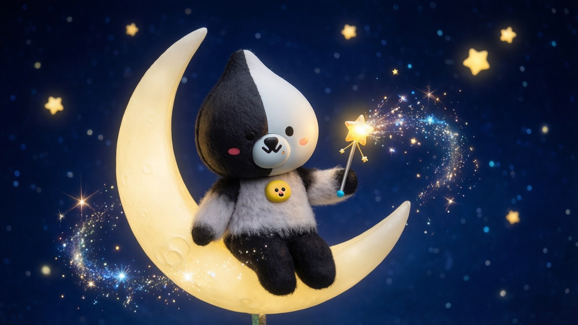 Chimmy, moon, glowing crescent moon, Full HD Desktop Wallpaper