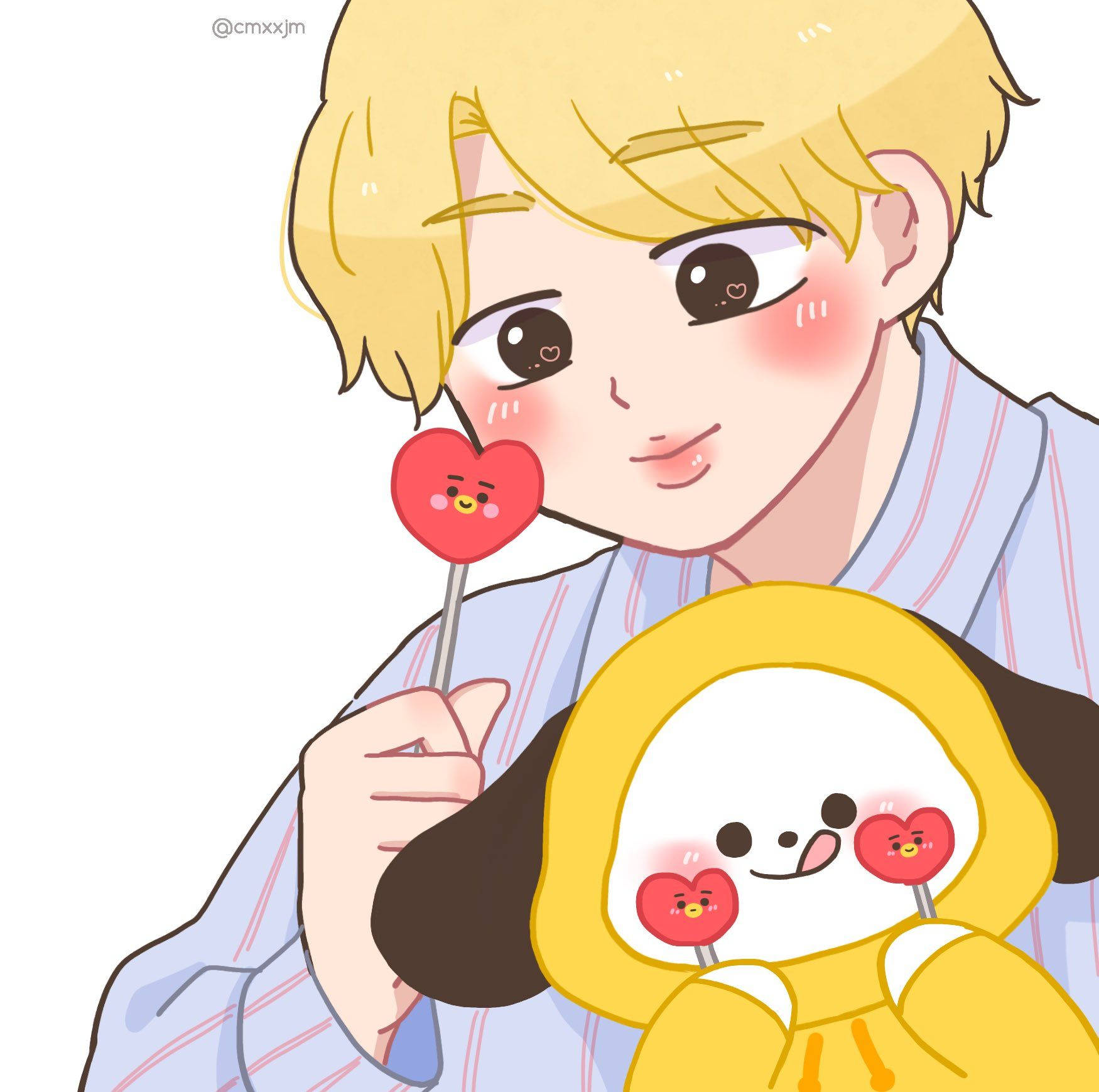 Chimmy Bt21, anime boy, blonde hair, HD Desktop Wallpaper