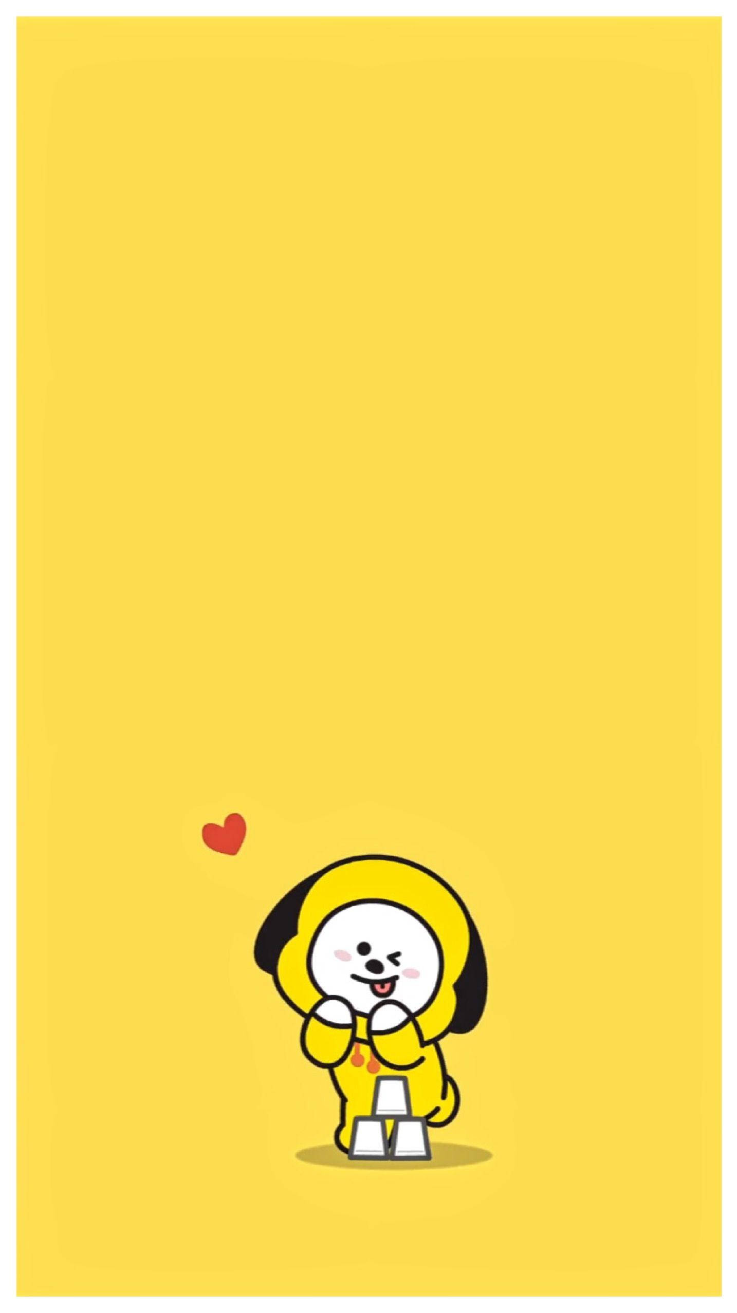 Chimmy Bt21, yellow cartoon dog, black ears, Full HD Phone Wallpaper