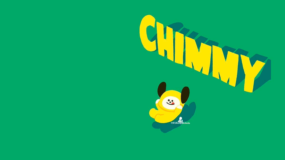 Chimmy Bt21, yellow cartoon character, black ears, SD Desktop Wallpaper