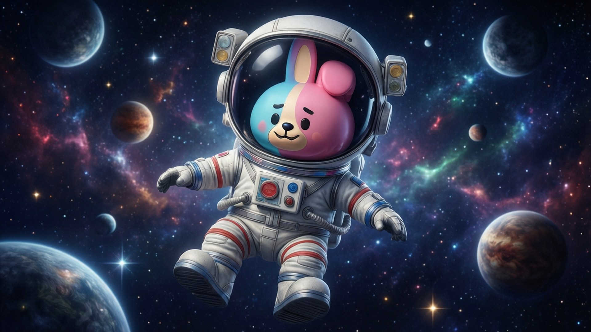 Chimmy, bunny astronaut, space, Full HD Desktop Wallpaper