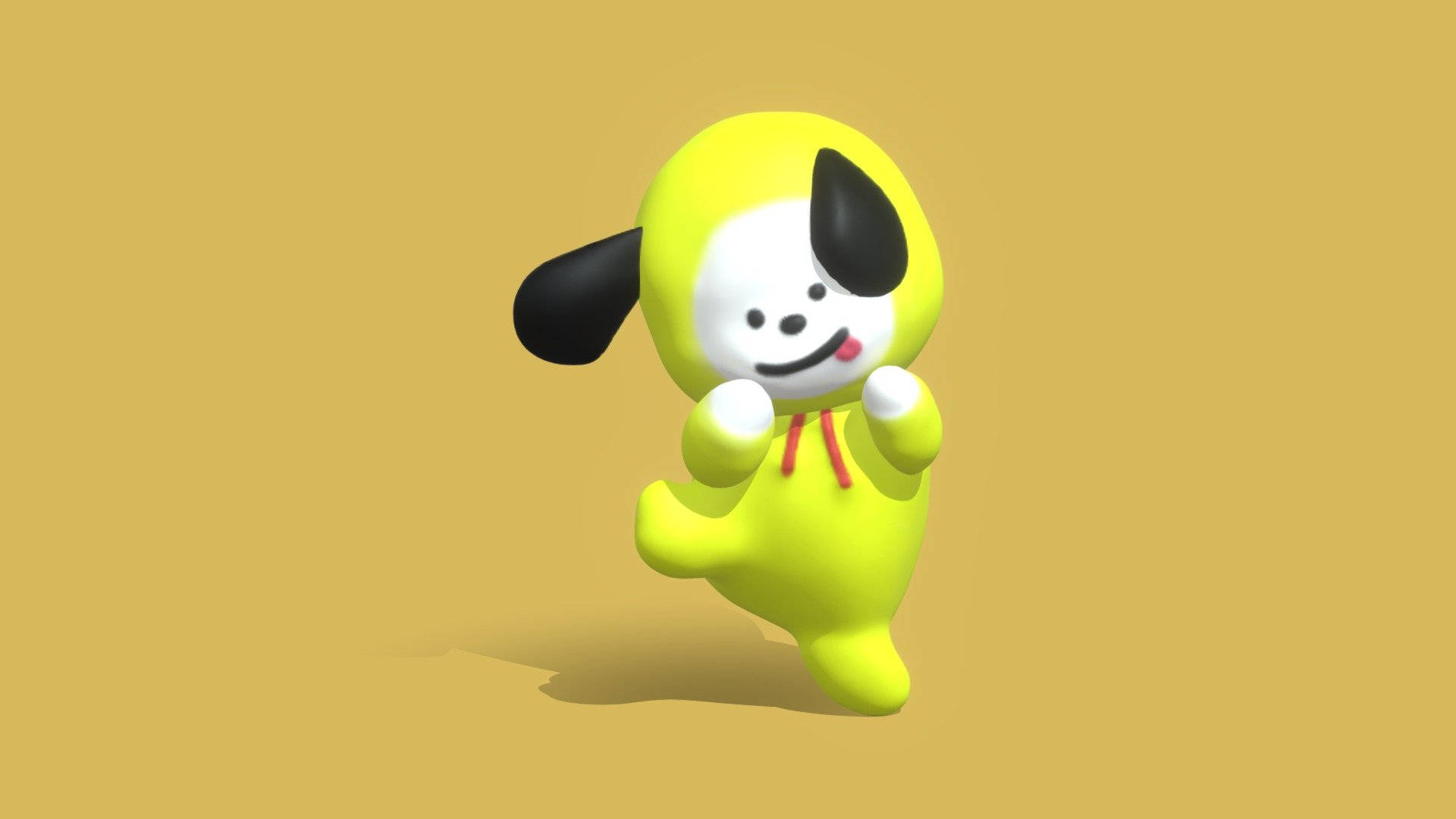 Chimmy Bt21, yellow cartoon dog, black ears, Full HD Desktop Wallpaper