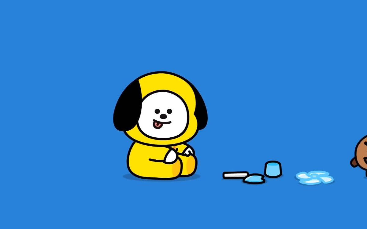 Chimmy Bt21, yellow cartoon dog, black ears, SD Desktop Wallpaper