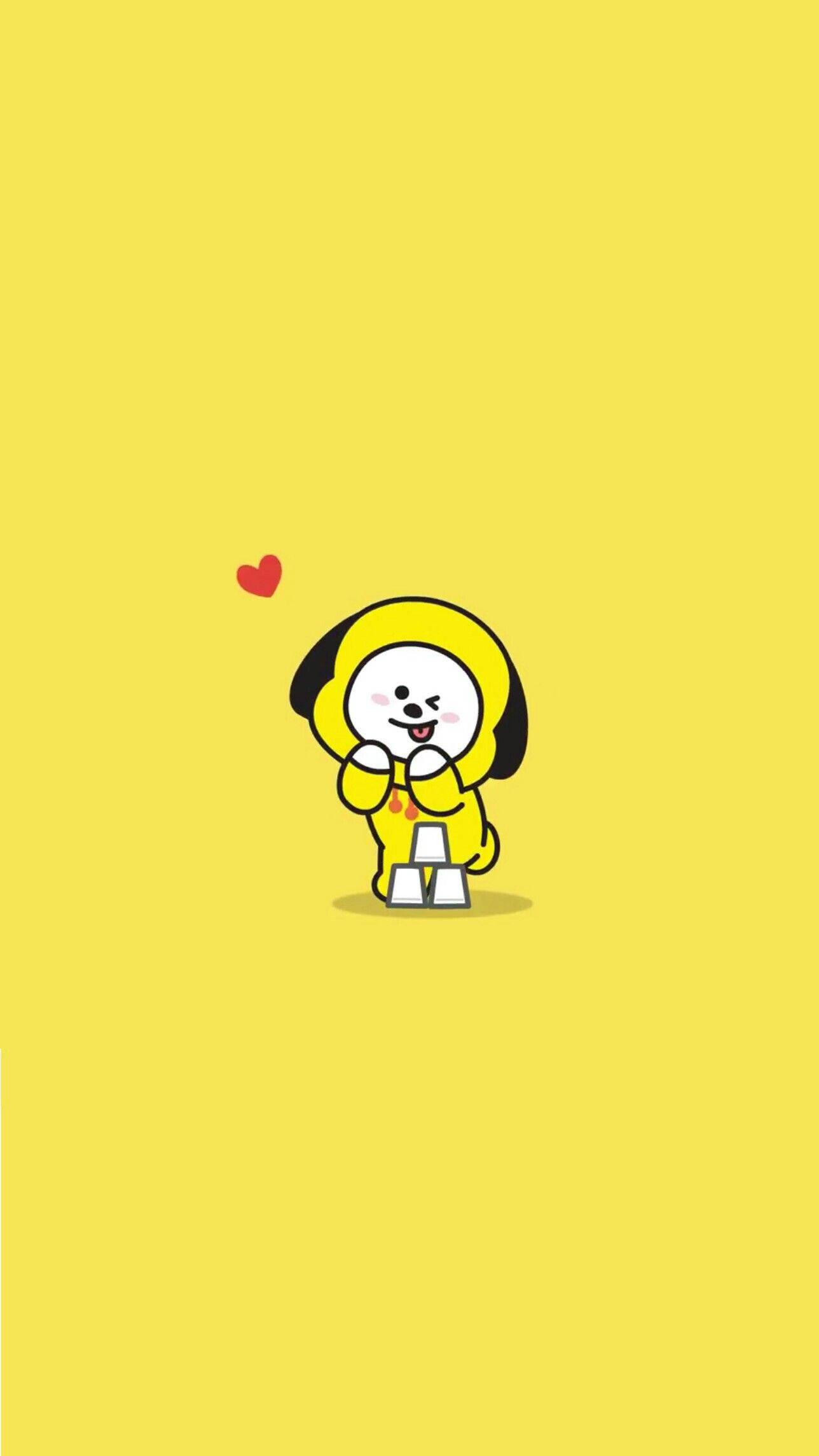 Chimmy BT21, yellow cartoon dog, black ears, Full HD Phone Wallpaper