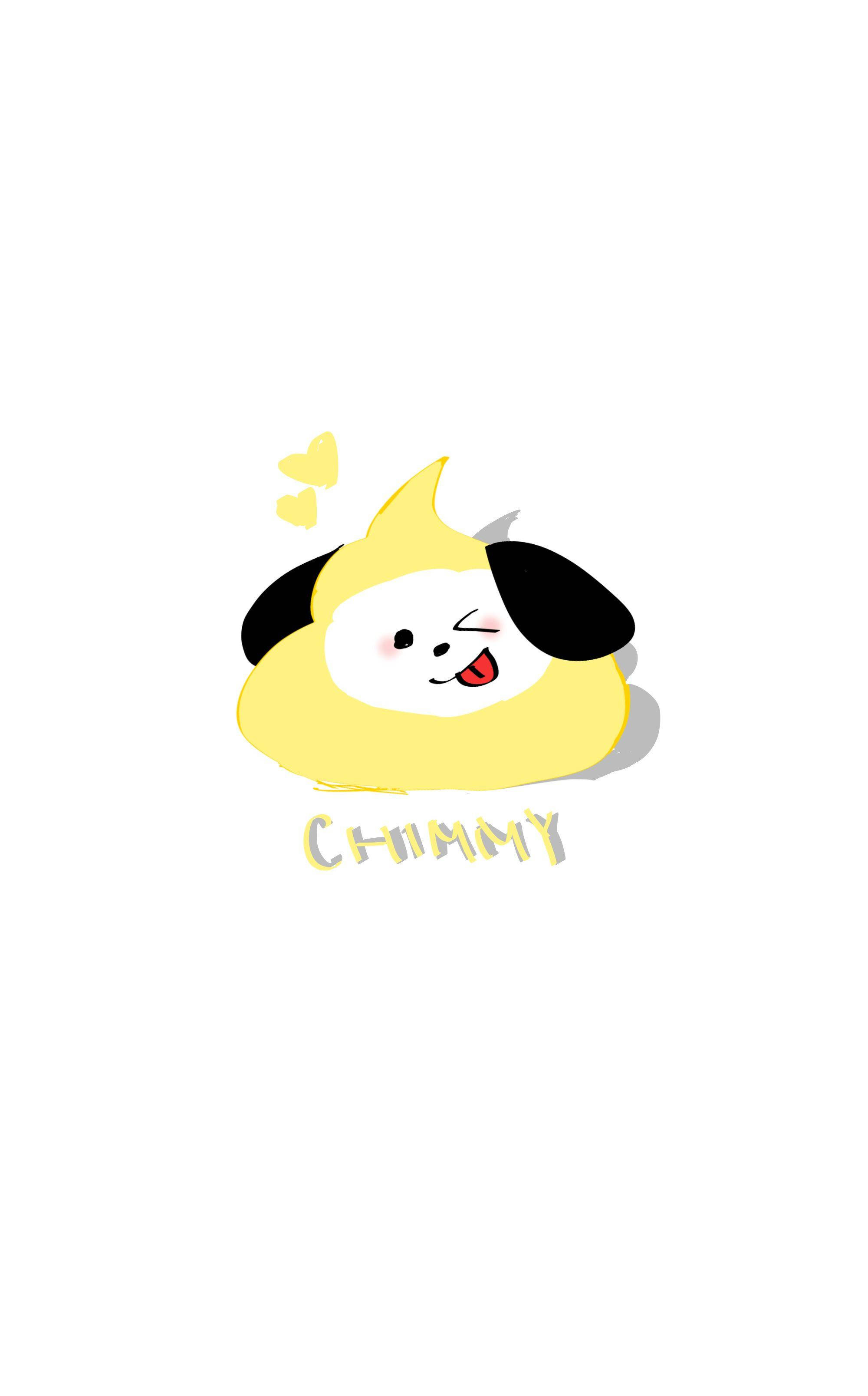 Chimmy Bt21, yellow cartoon dog, black ears, 2K Phone Wallpaper