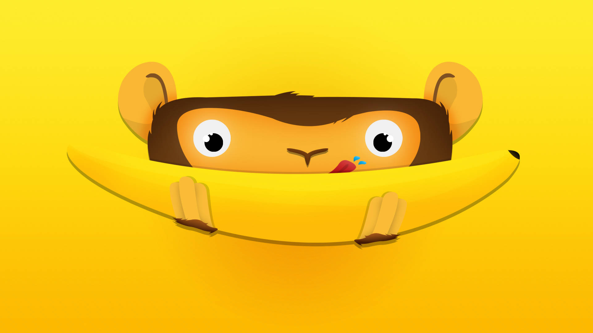 banana chimpanzee, cartoon monkey, wide eyes, Full HD Desktop Wallpaper