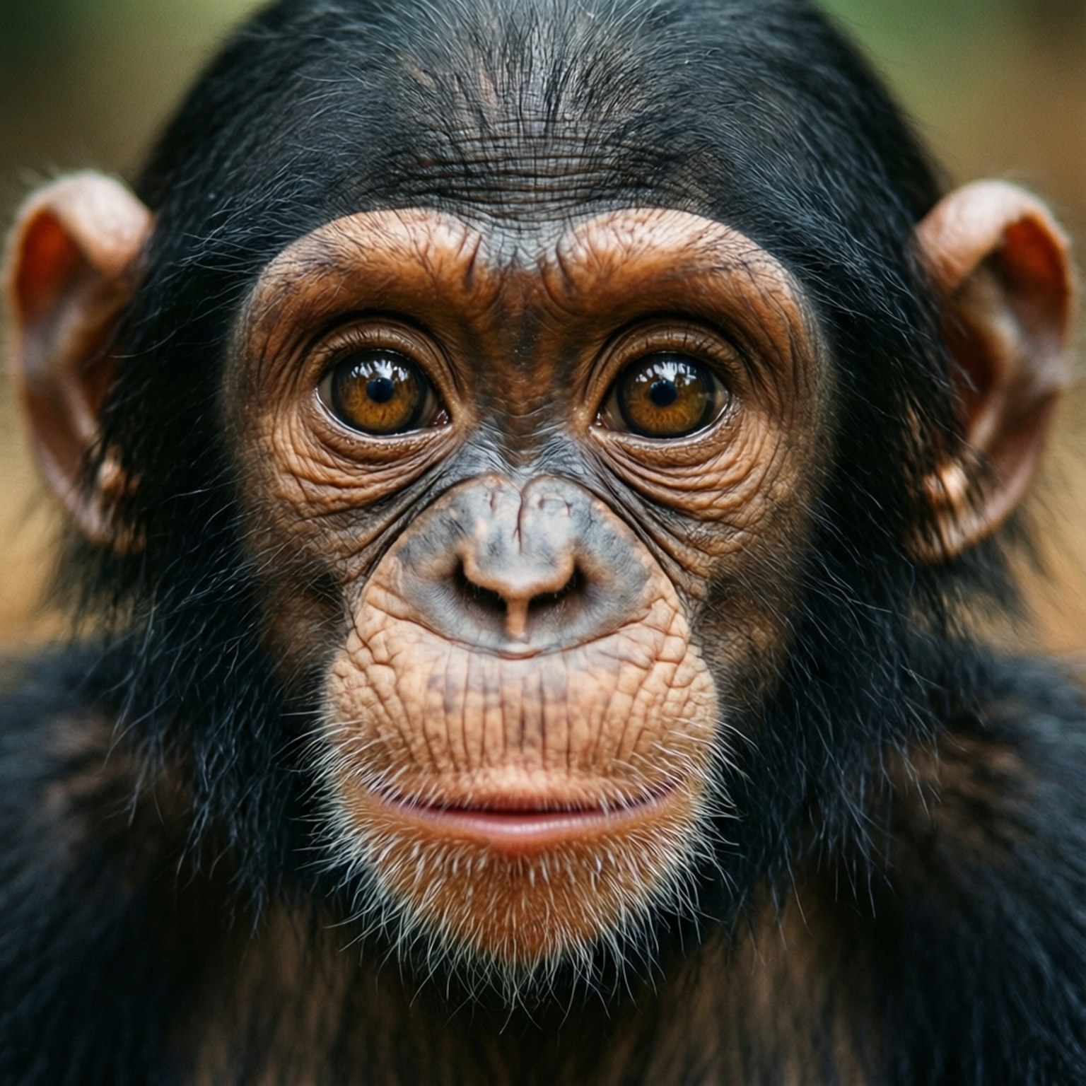 Curious Baby Face, young chimpanzee, dark fur, HD Desktop Wallpaper