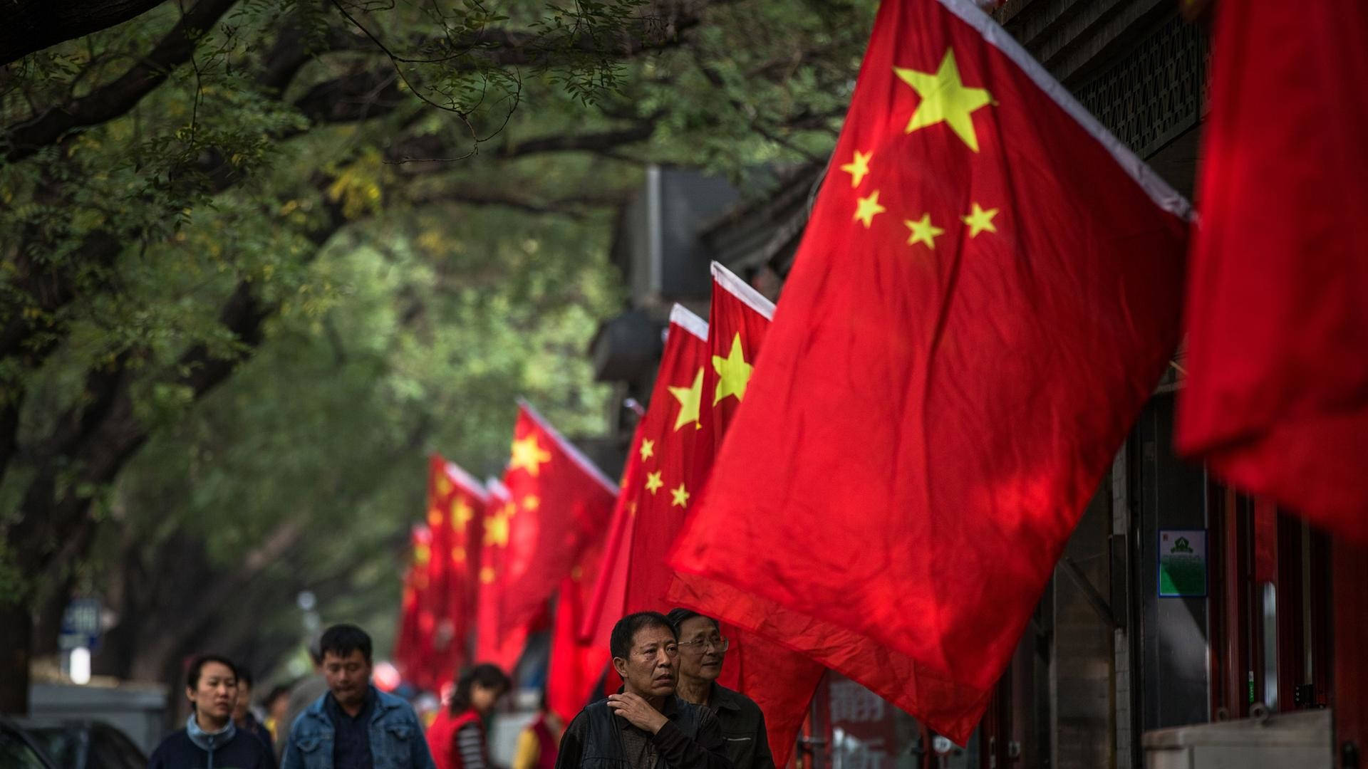 China flag, red Chinese flags, yellow stars, Full HD Desktop Wallpaper