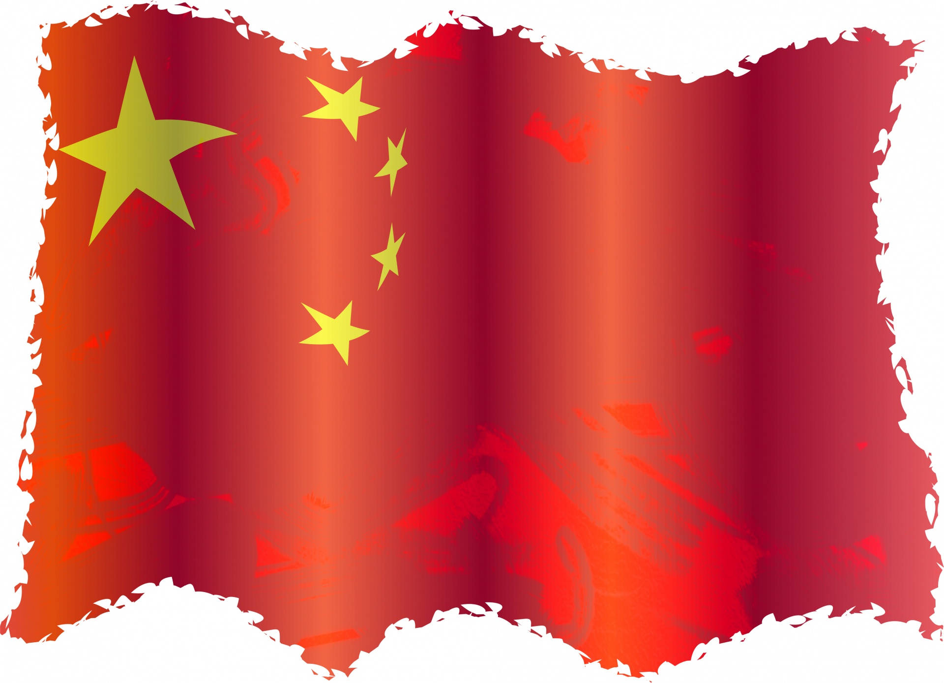 China flag, red fabric texture, yellow stars, Full HD Desktop Wallpaper