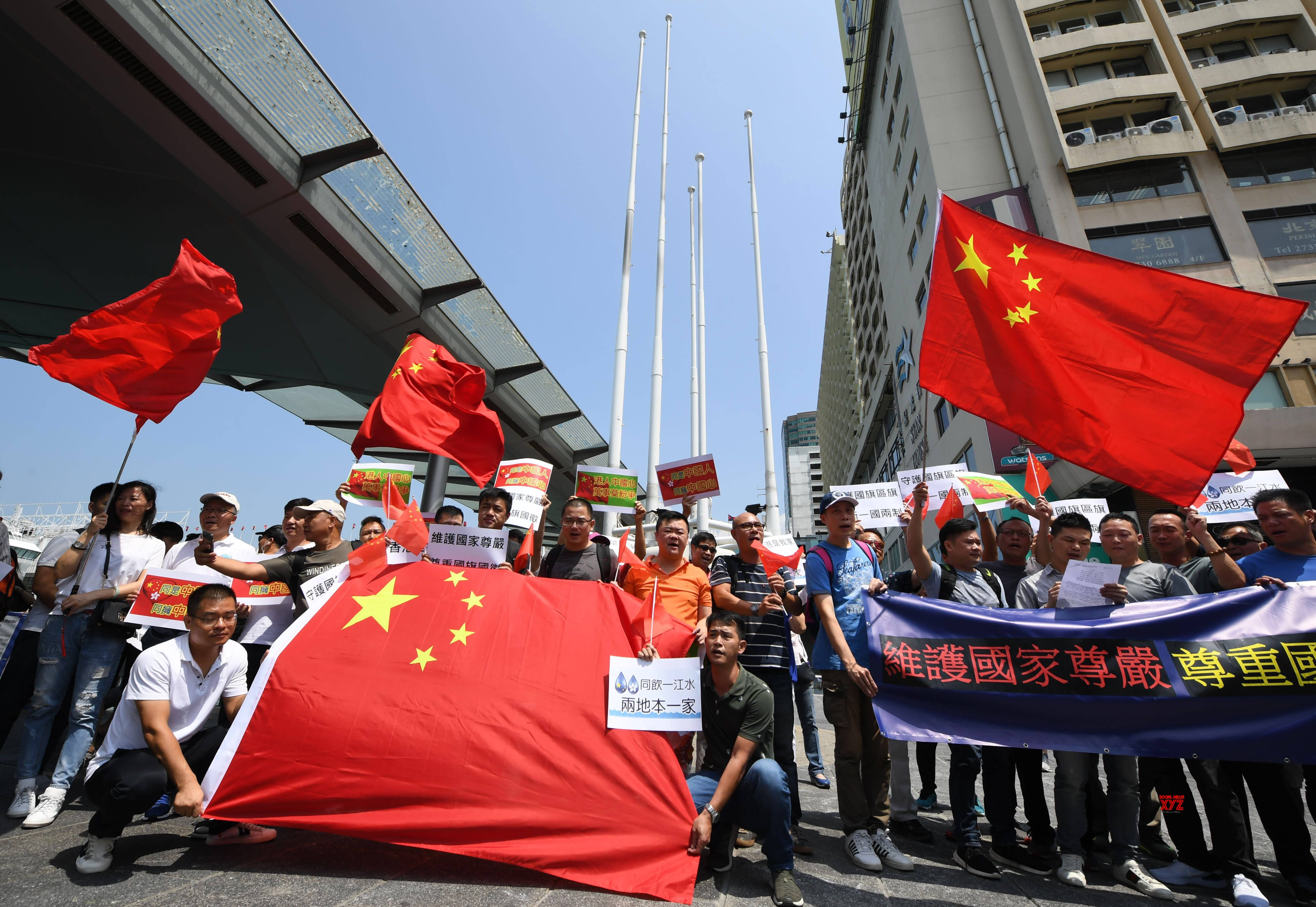 China flag, urban plaza, red Chinese flags, 5K Desktop Wallpaper