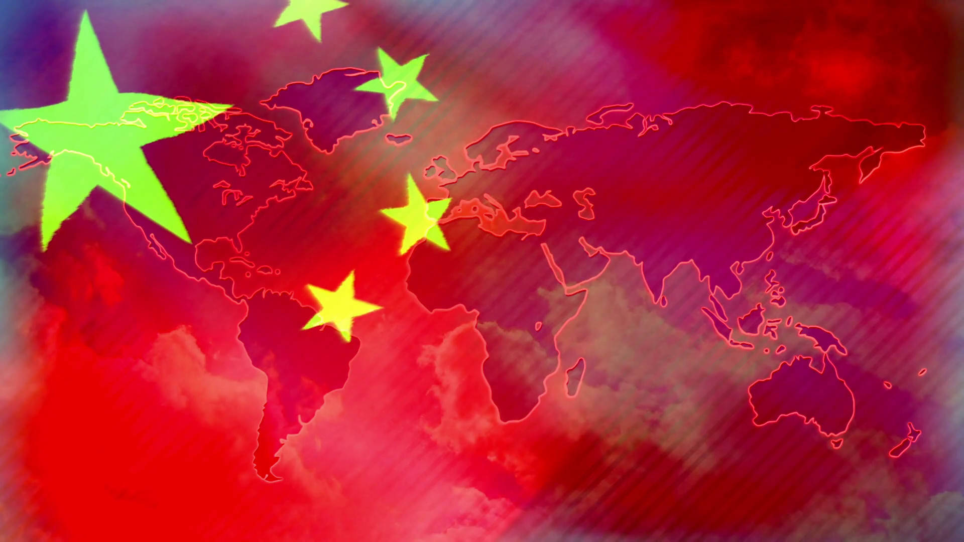 China flag, red, green stars, Full HD Desktop Wallpaper