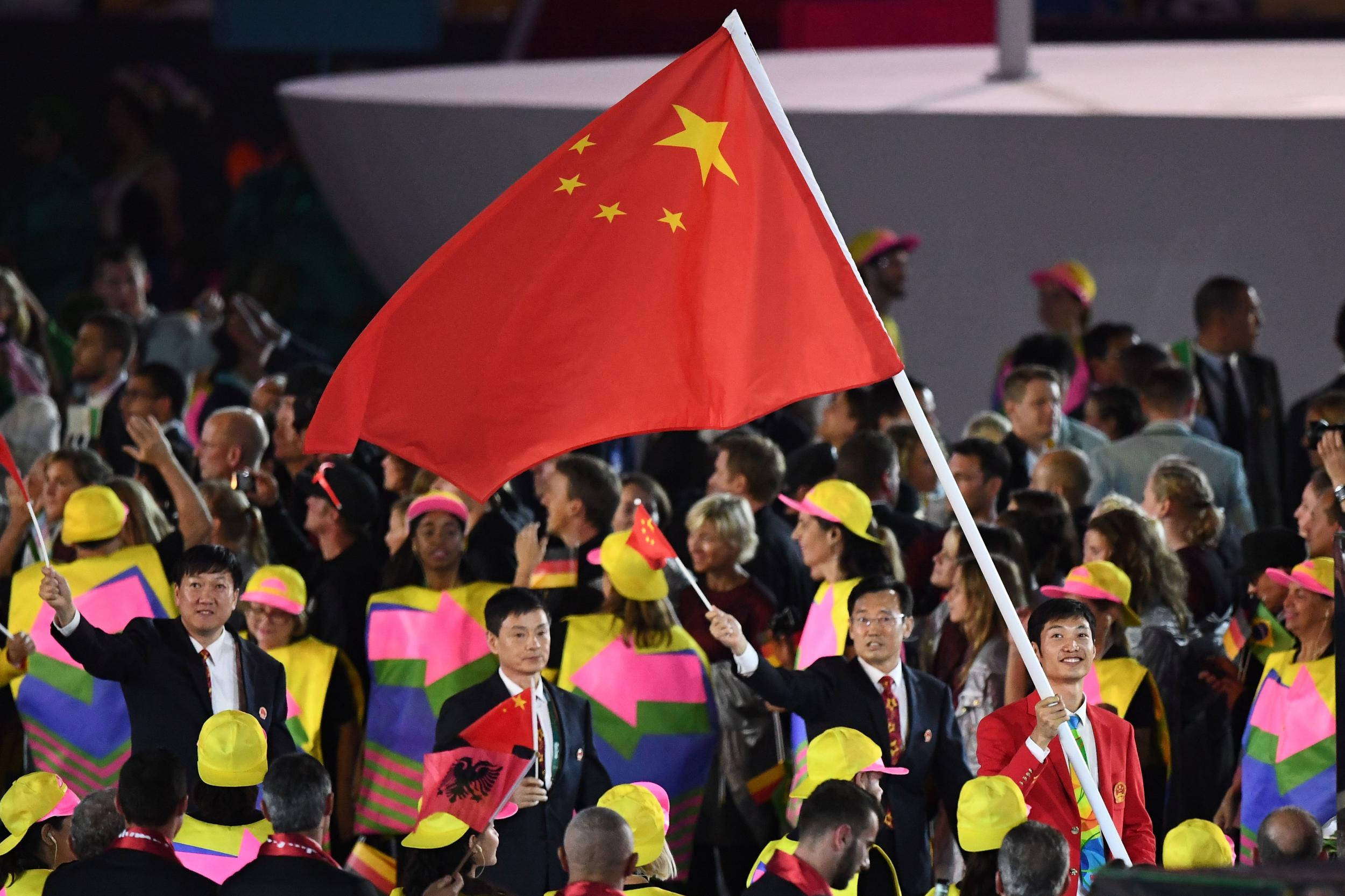 China flag, red, nighttime, Full HD Desktop Wallpaper