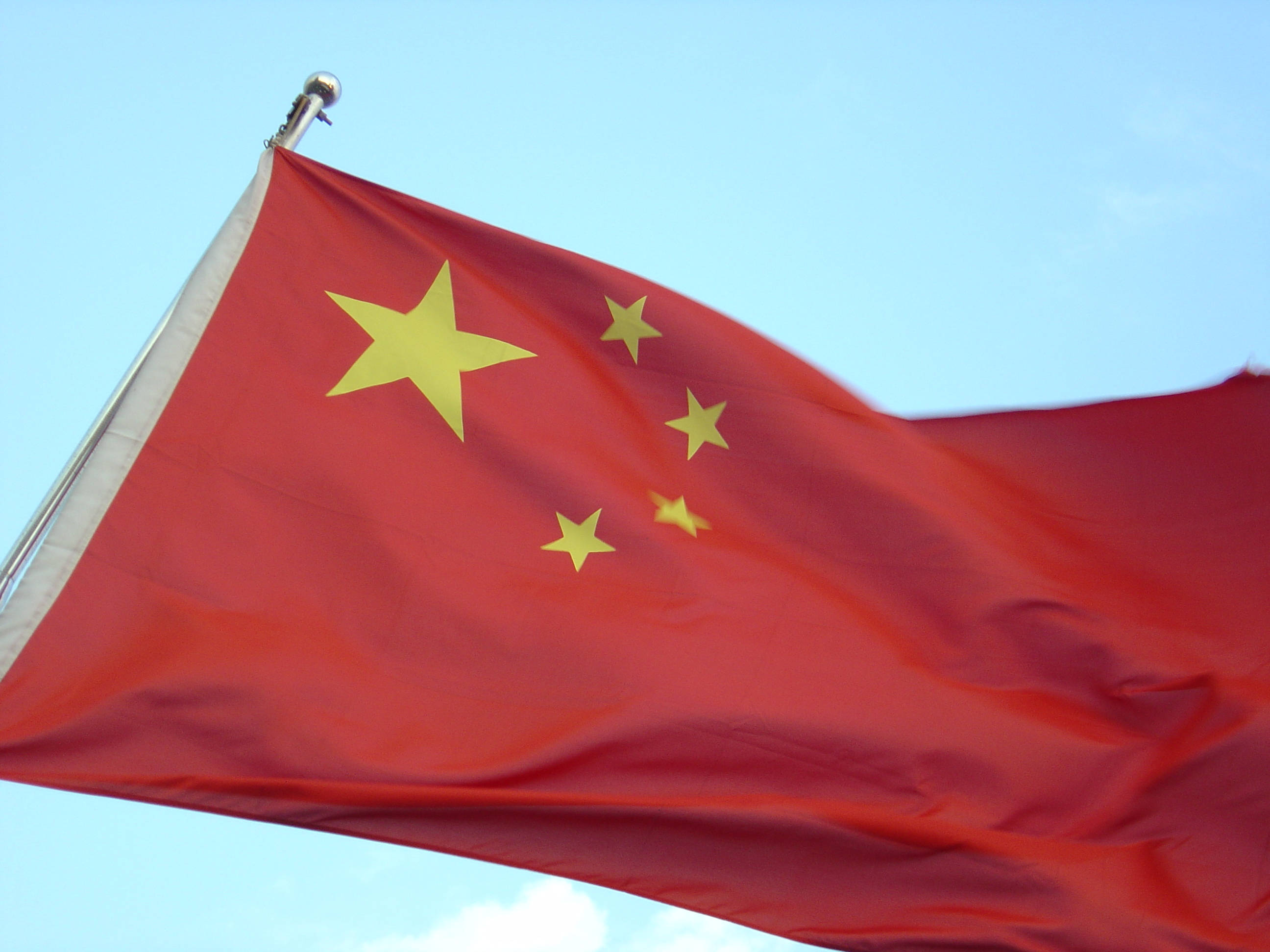 China flag, red, golden stars, 2K Desktop Wallpaper