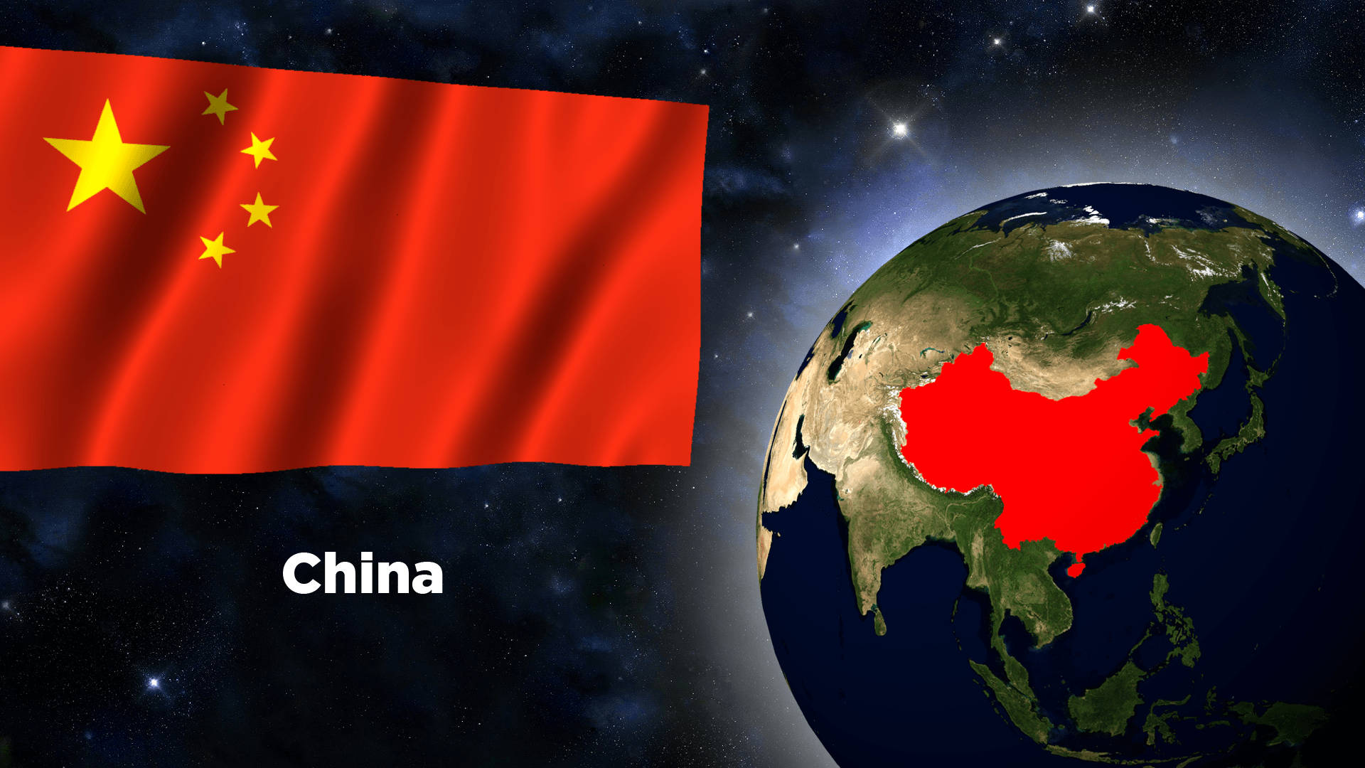 China flag, Earth, red, Full HD Desktop Wallpaper