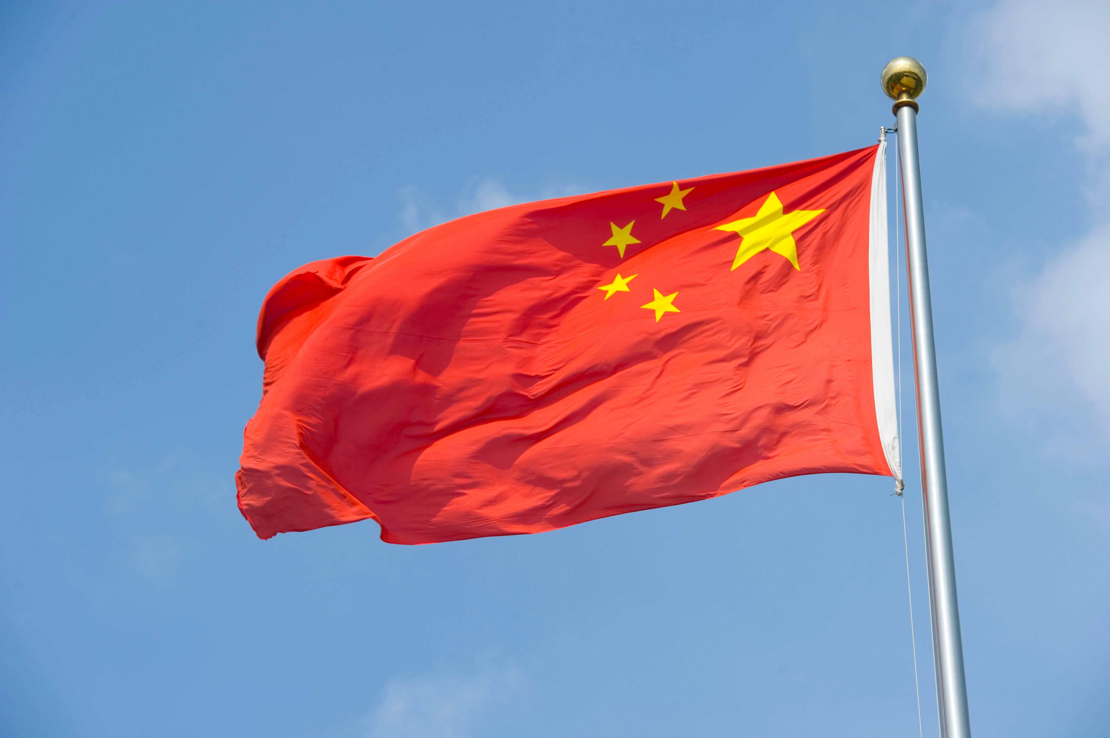 China flag, vibrant red, yellow stars, 4K Desktop Wallpaper