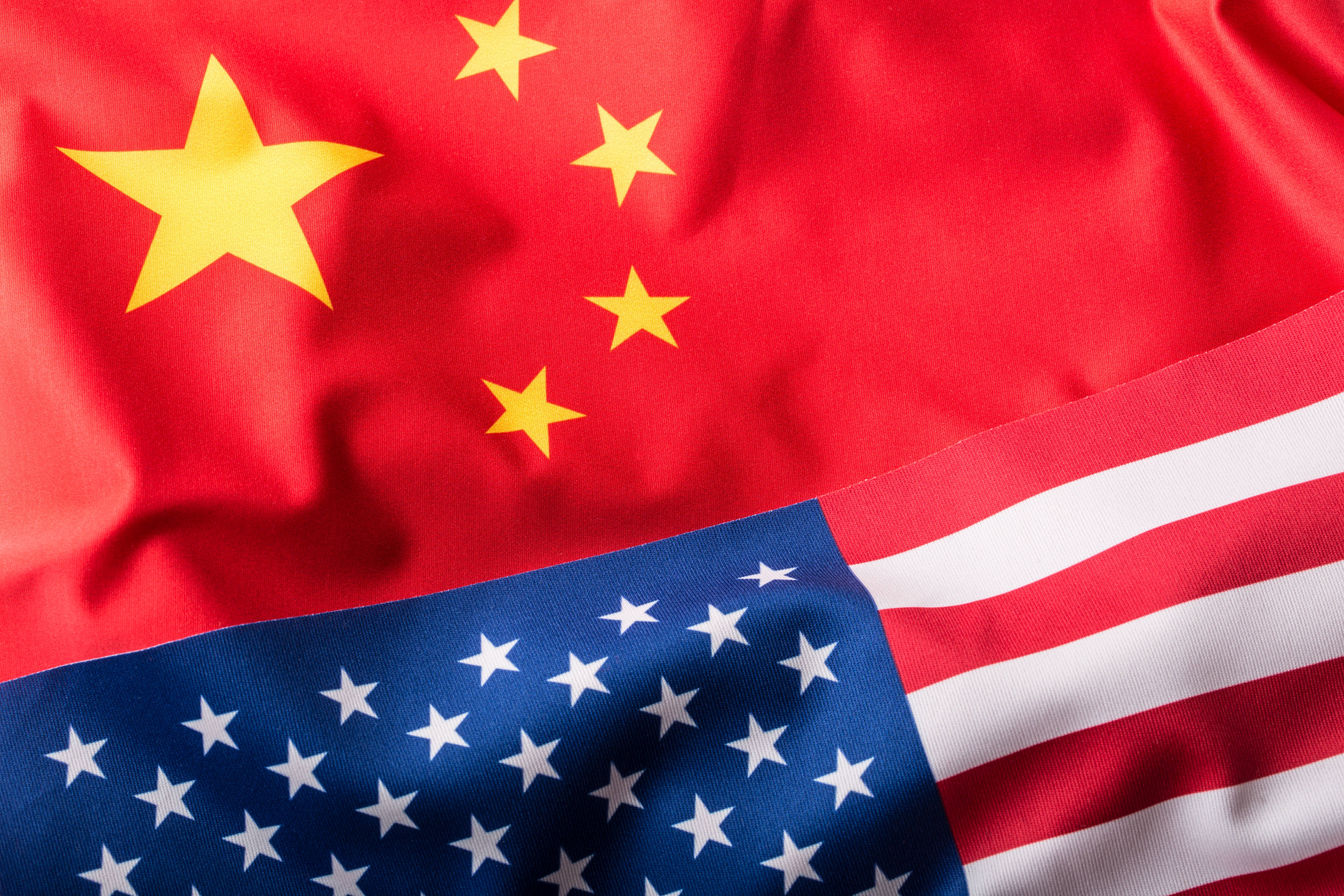 China flag, American flag, fabric texture, 5K Desktop Wallpaper