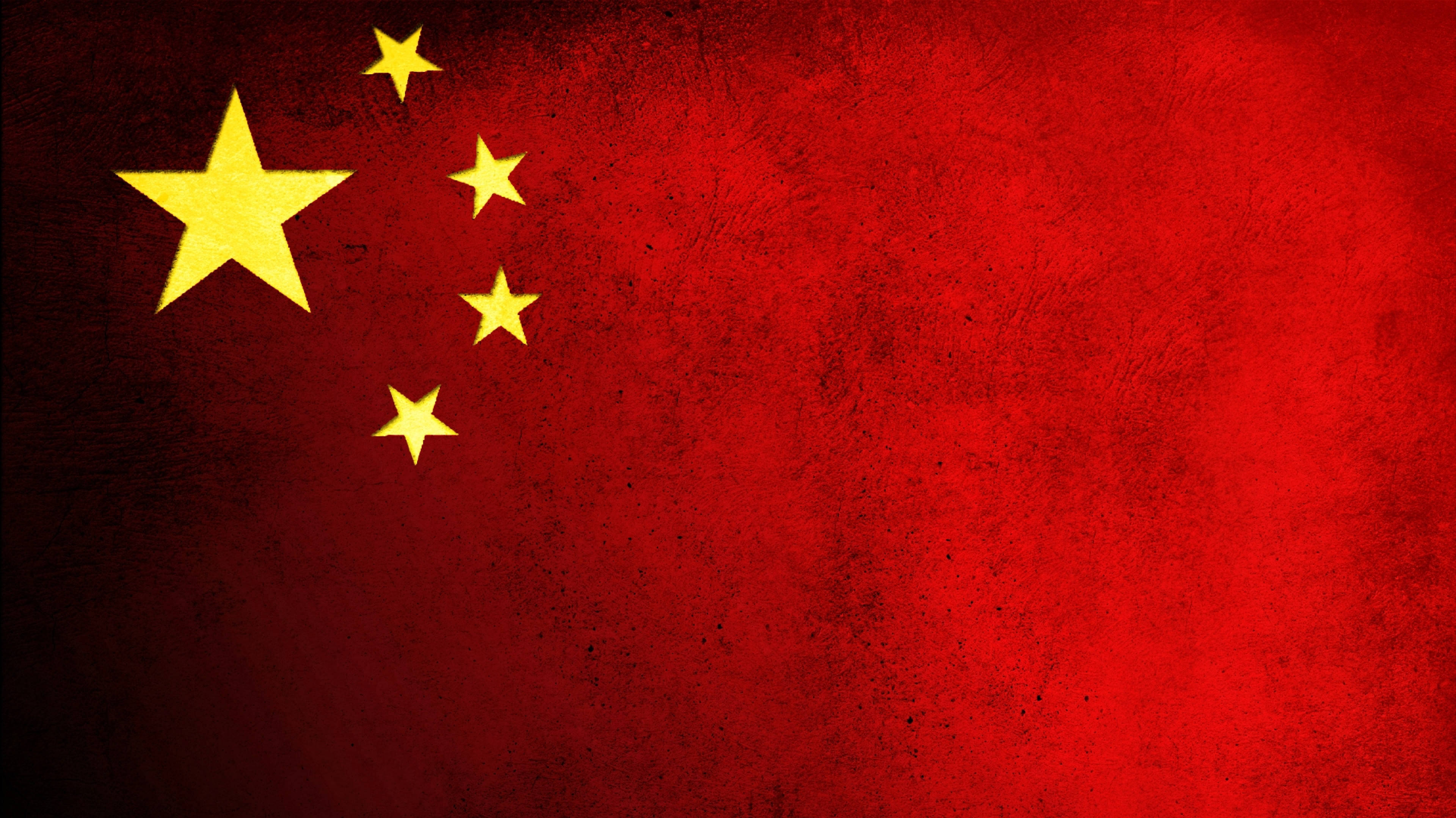 China flag, black marks, red fabric, 4K Desktop Wallpaper