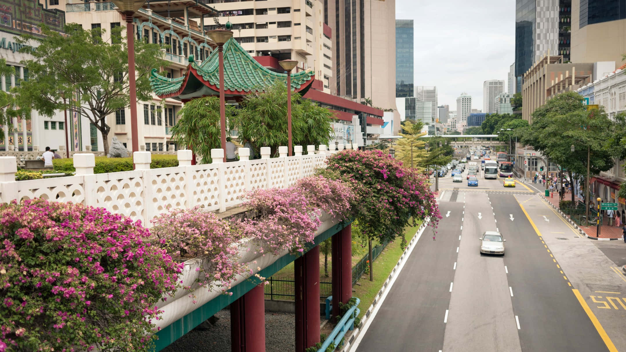 Chinatown Singapore, urban landscape, traditional Chinese pavilion, Full HD Desktop Wallpaper
