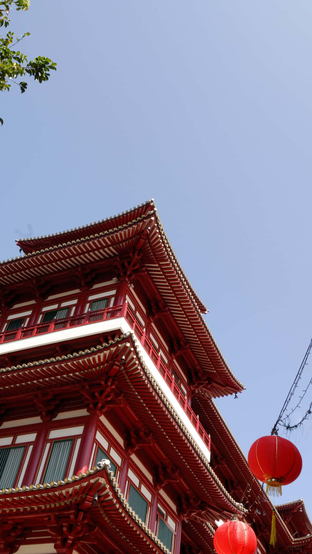 Chinatown Singapore, red building, traditional red pagoda, Full HD Phone Wallpaper