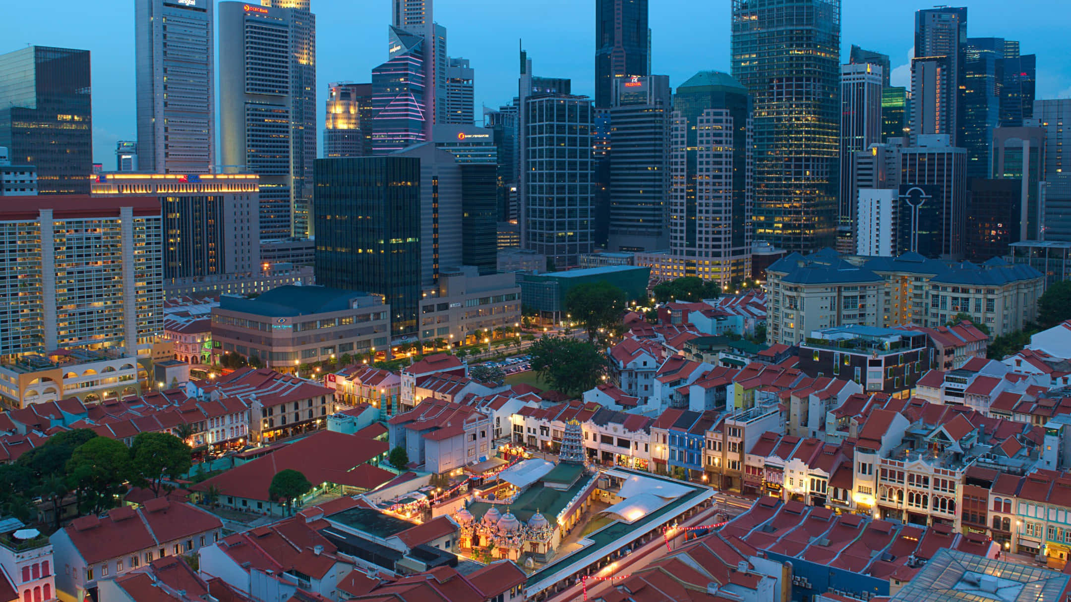 Chinatown Singapore, dusk, skyline, Full HD Desktop Wallpaper