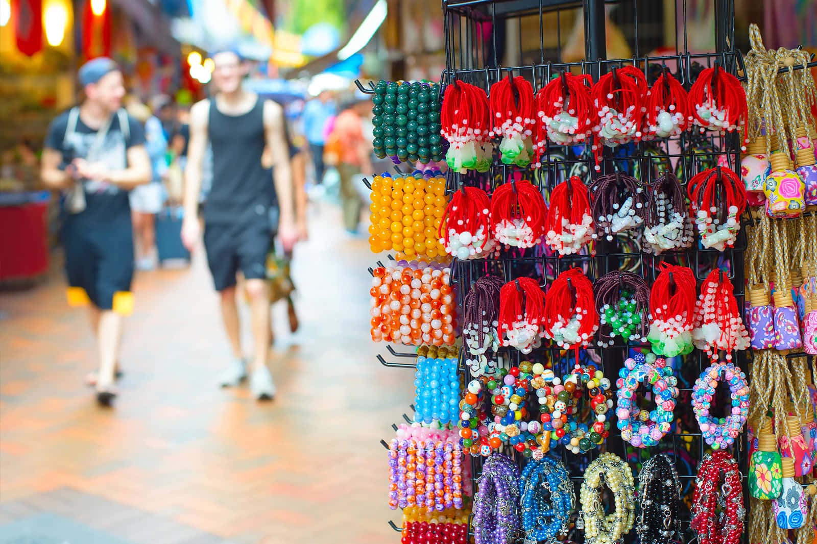 Chinatown Singapore, street market, red, HD Desktop Wallpaper