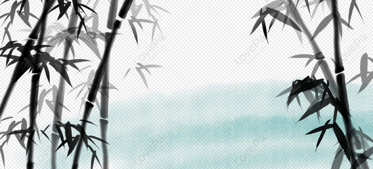 Chinese Bamboo, teal, white, SD Desktop Wallpaper