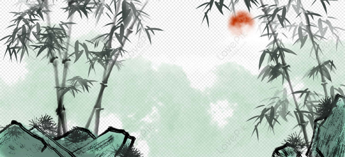 Chinese Bamboo, ink wash painting, bamboo trees, SD Desktop Wallpaper