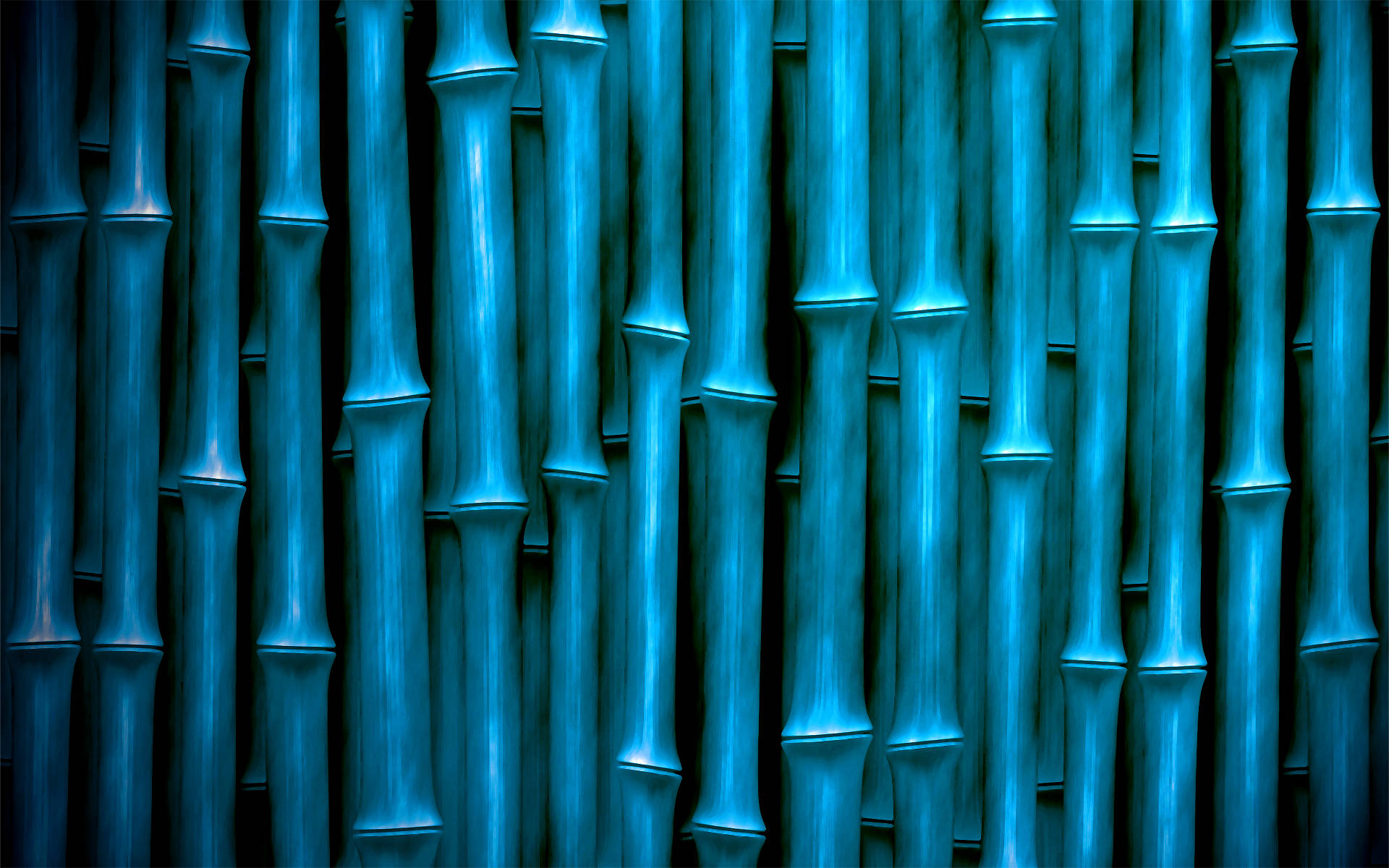 blue tinged bamboo, cyan bamboo stalks, dense vertical rows, Full HD Desktop Wallpaper
